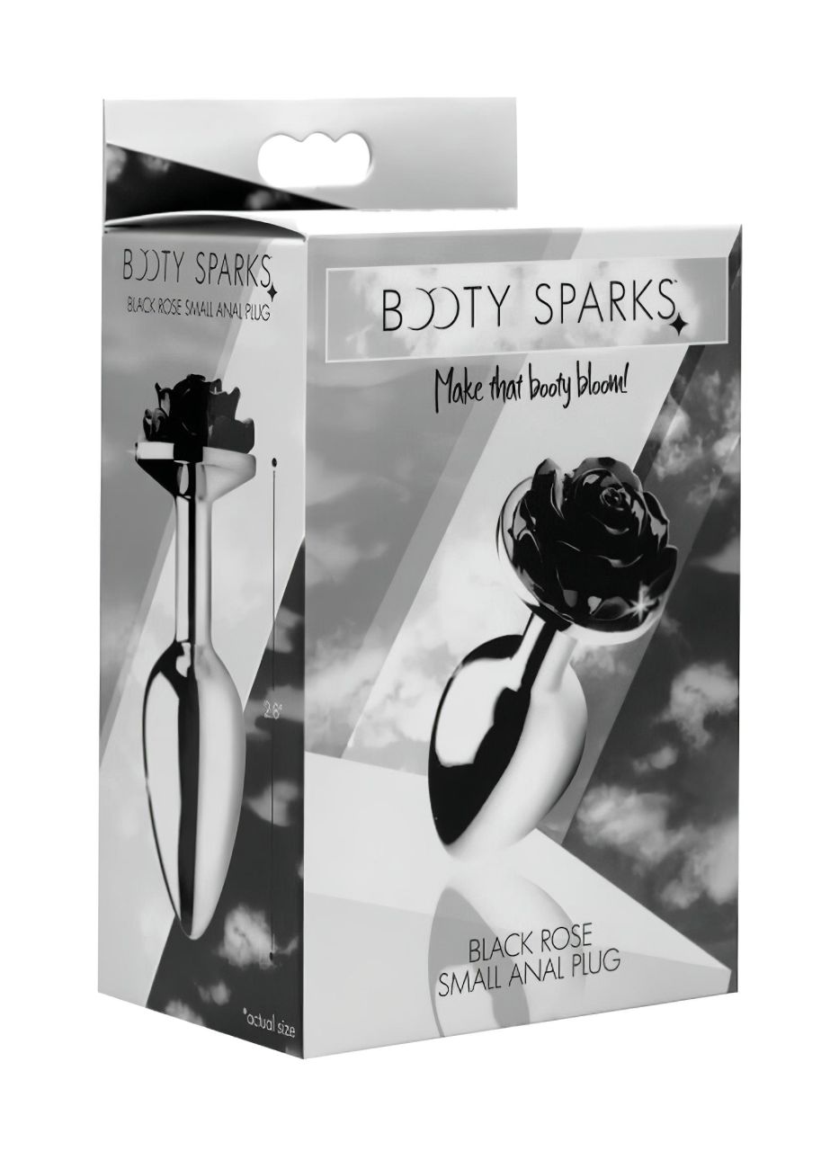 Booty Sparks Black Rose - alumínium anál plug (ezüst-fekete)