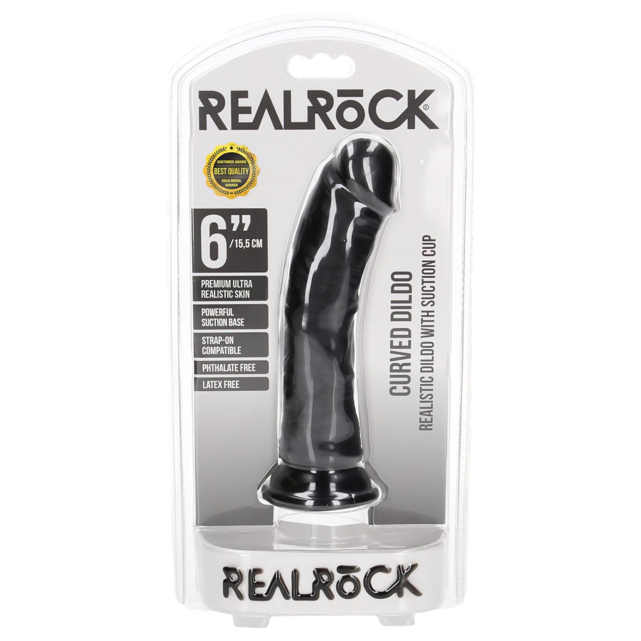 RealRock - tapadókorongos realisztikus dildó - 15,5cm (fekete) RealRock - tapadókorongos realisztikus dildó - 15,5cm (fekete)