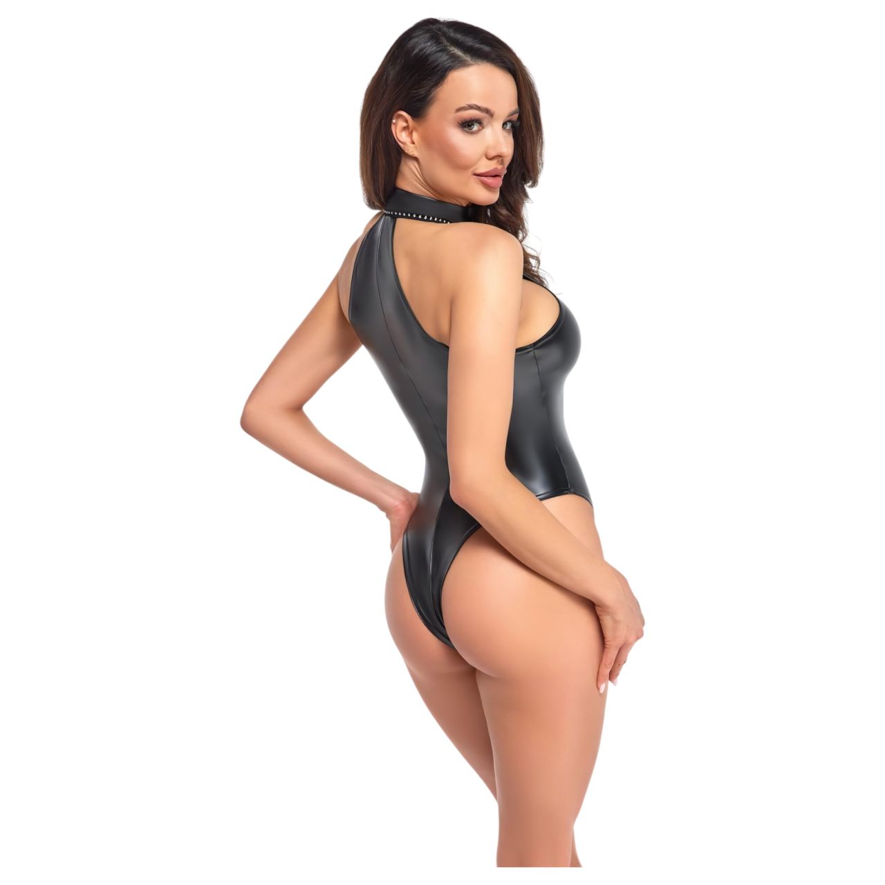 Noir - fényes nyakpántos body (fekete) Noir - fényes nyakpántos body (fekete)