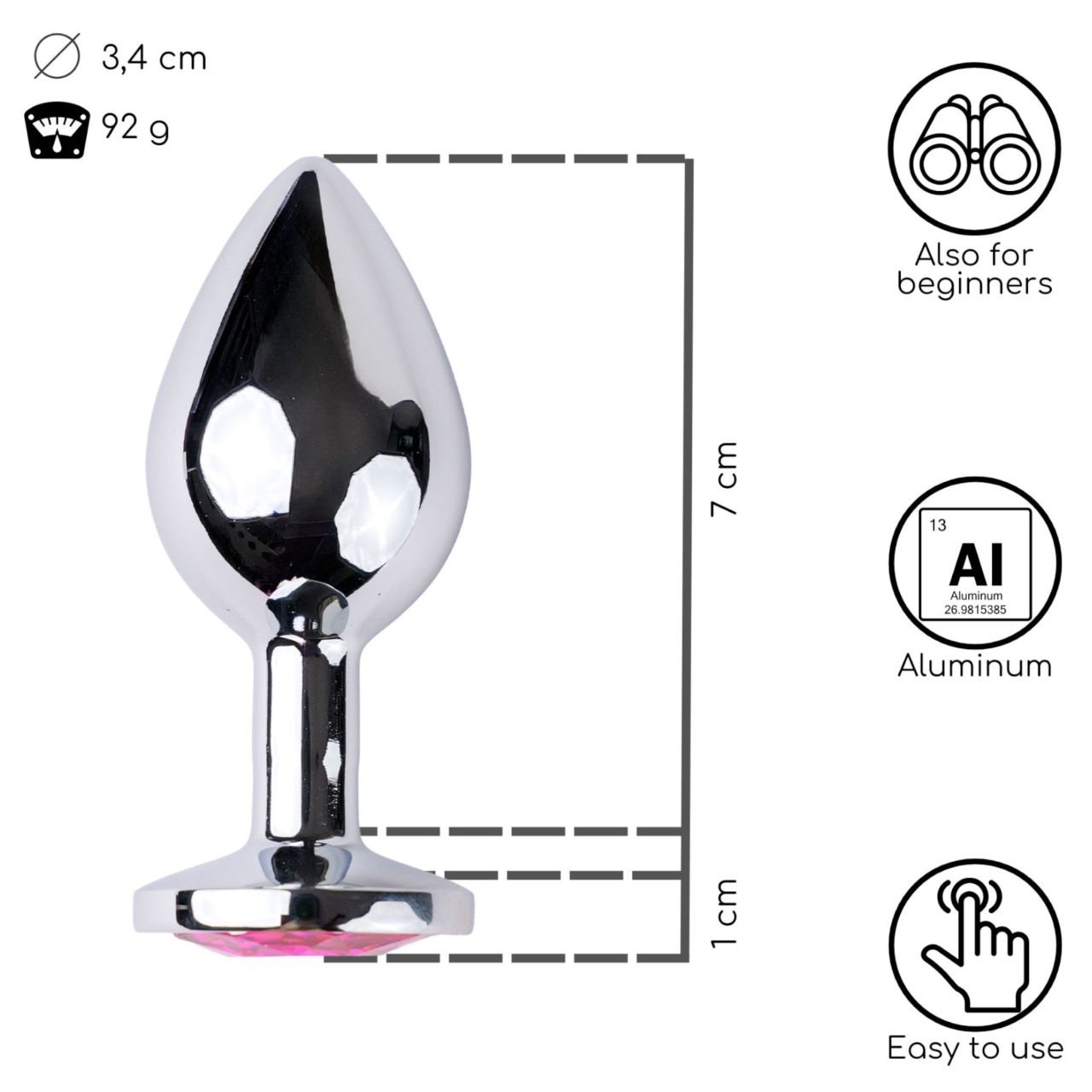 Desirel Pink Jewel M - anál plug (ezüst-pink)