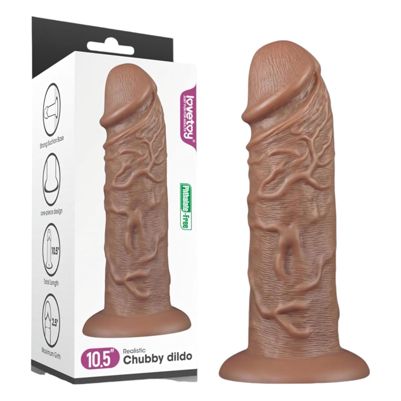 Lovetoy Chubby - tapadókorongos élethű dildó - 25cm (natúr)