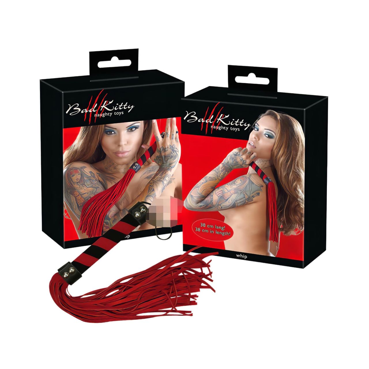 Bad Kitty - Velúrbőr korbács (piros) Bad Kitty - Velúrbőr korbács (piros)