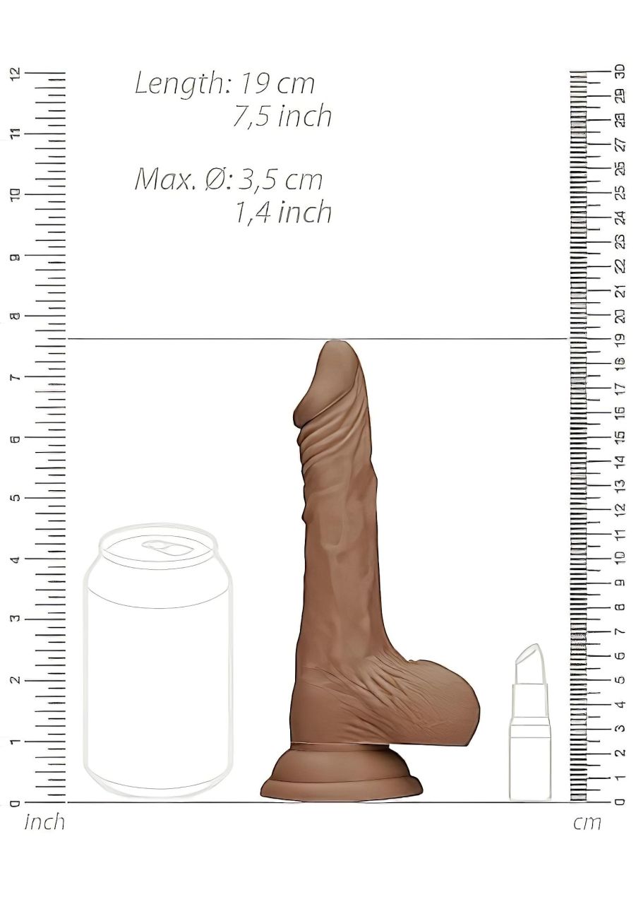 RealRock Dong 7 - élethű, herés dildó (17cm) - sötét natúr RealRock Dong 7 - élethű, herés dildó (17cm) - sötét natúr