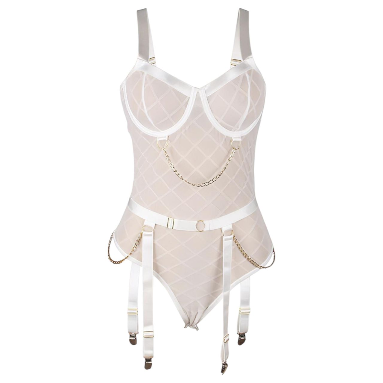 Subblime 954291 - láncos, áttetsző body szett - fehér (L-XL) Subblime 954291 - láncos, áttetsző body szett - fehér (L-XL)