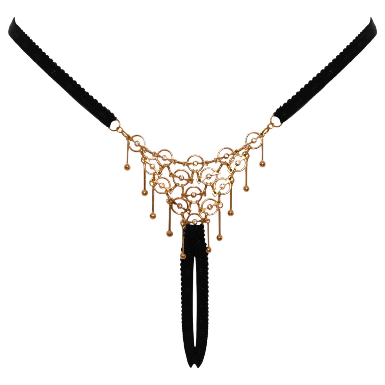 Cottelli - nyitott string tanga dísszel - fekete (S-L) Cottelli - nyitott string tanga dísszel - fekete (S-L)