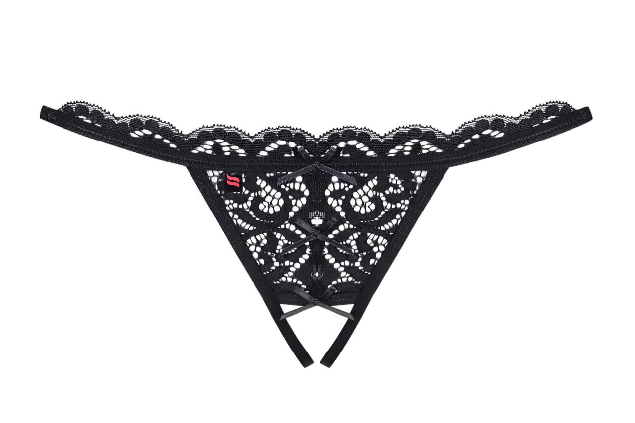 Obsessive 831-THC-1 - apró masnis nyitott csipke tanga (fekete) Obsessive 831-THC-1 - apró masnis nyitott csipke tanga (fekete)