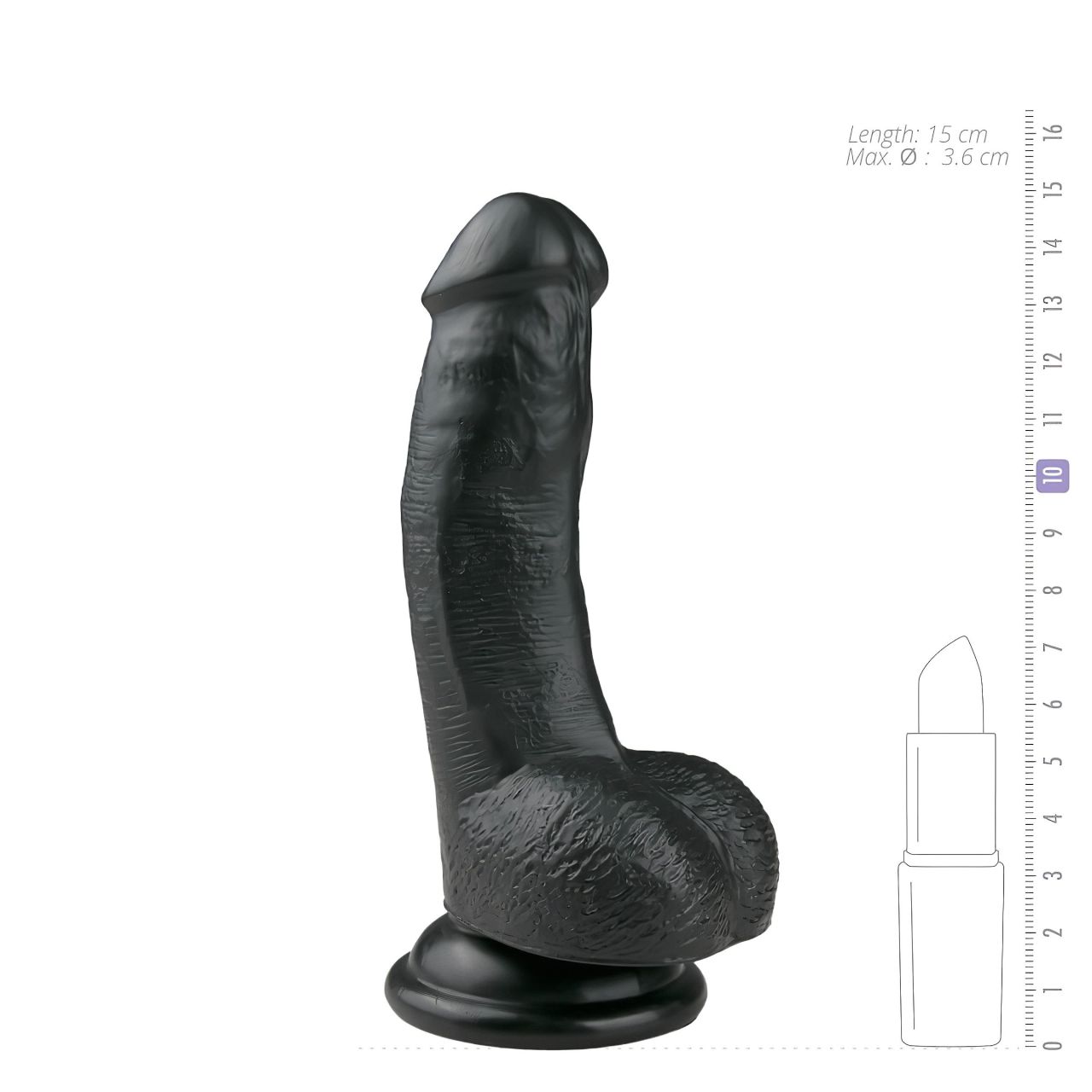 Easytoys - tapadókorongos, herés dildó (15cm) - fekete