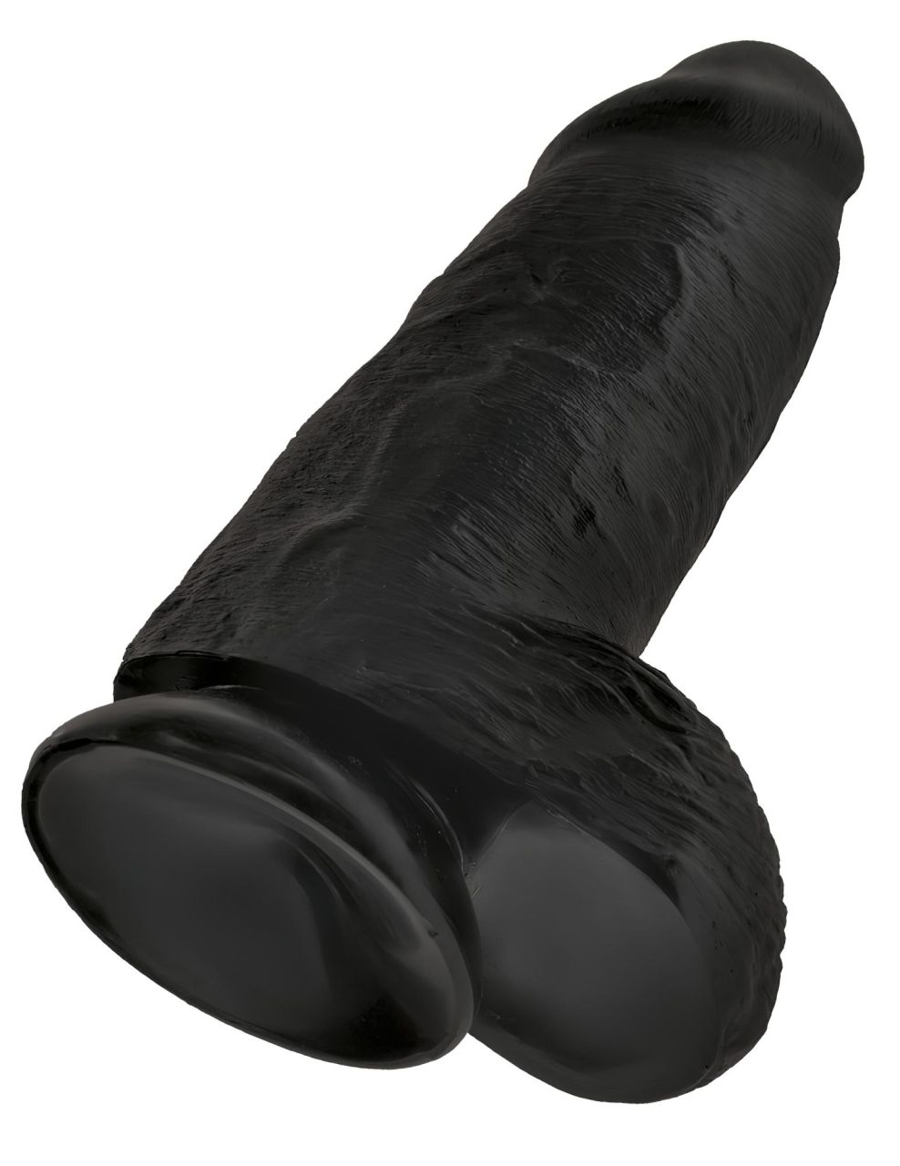 King Cock 9 Chubby - tapadókorongos, herés dildó (23cm) - fekete