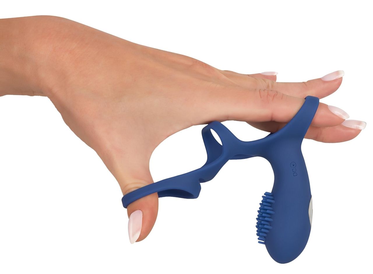 SMILE Couple - akkus, vibrációs péniszmandzsetta (kék)