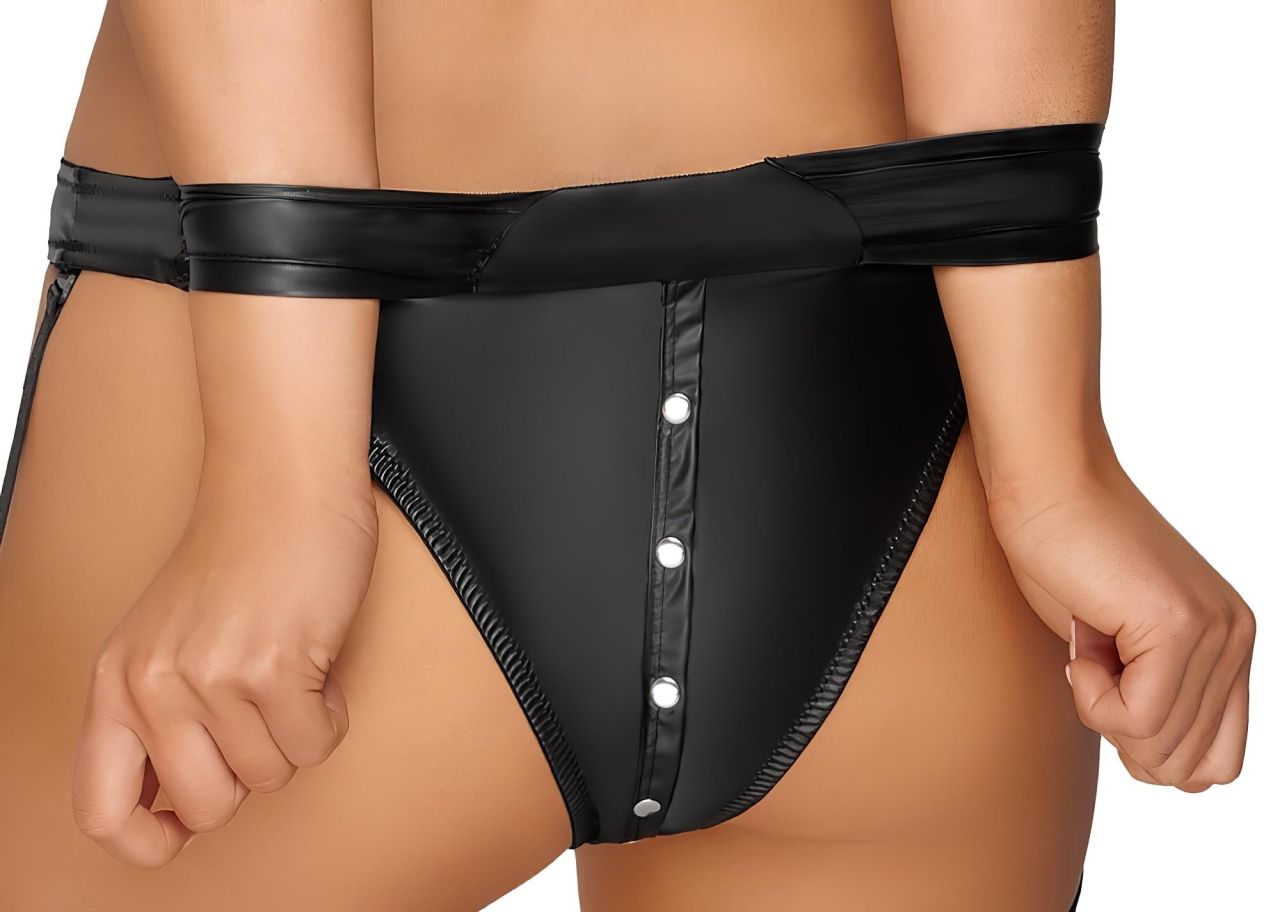 Cottelli Bondage - fényes melltartó szett bilincsekkel (fekete) Cottelli Bondage - fényes melltartó szett bilincsekkel (fekete)