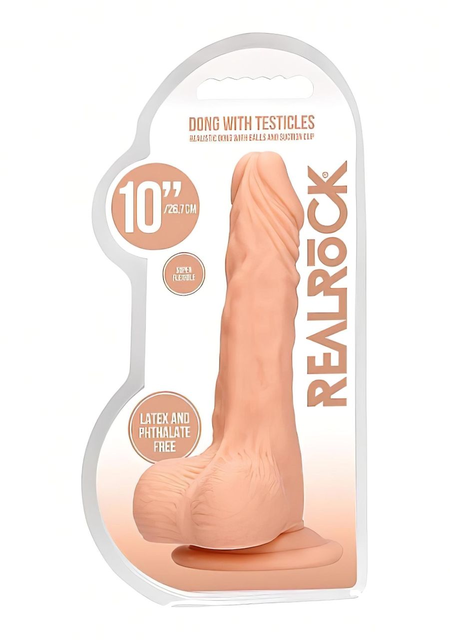 / RealRock Dong 10 - élethű, herés dildó (25cm) - natúr