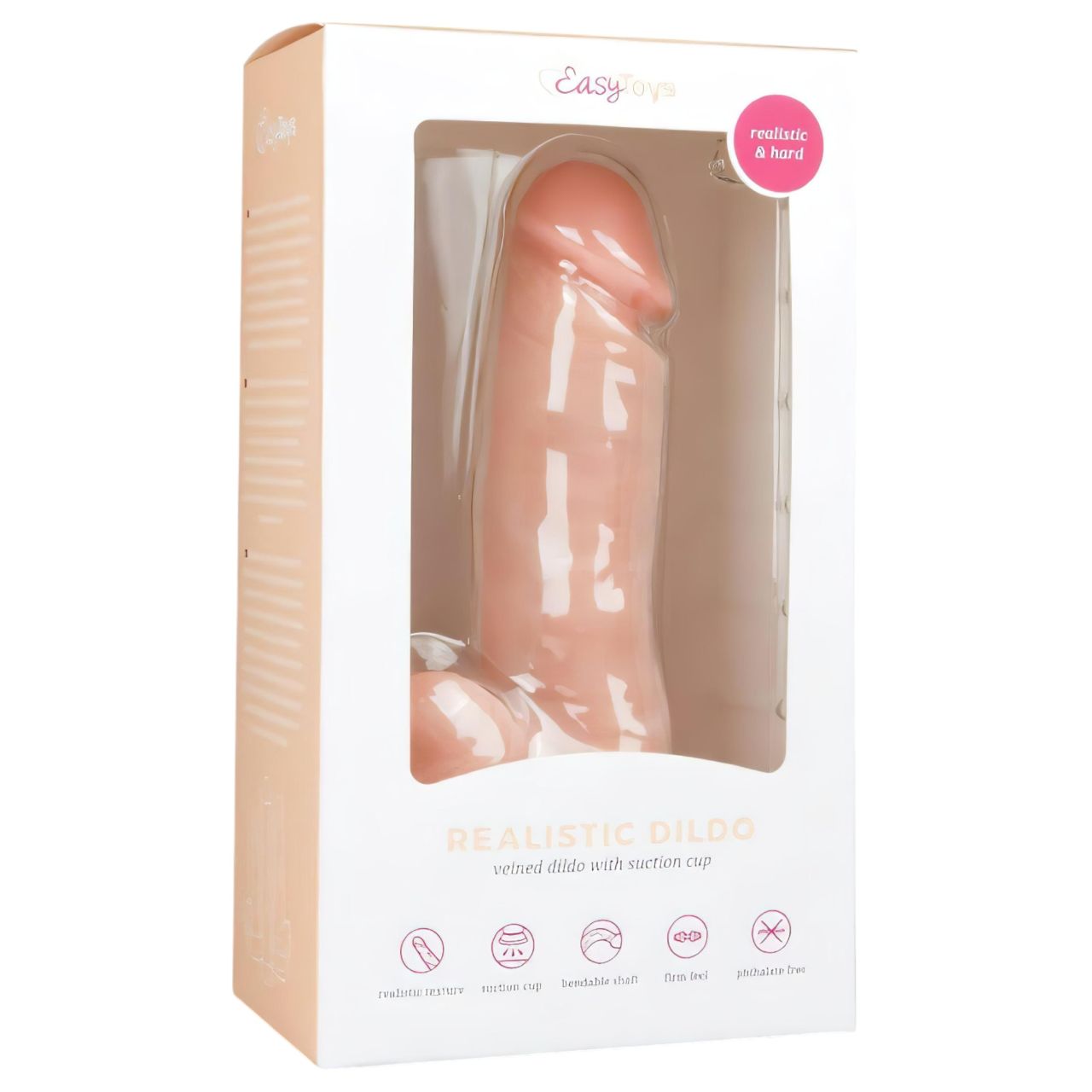 Easytoys - tapadókorongos, herés dildó (17,5cm) - natúr