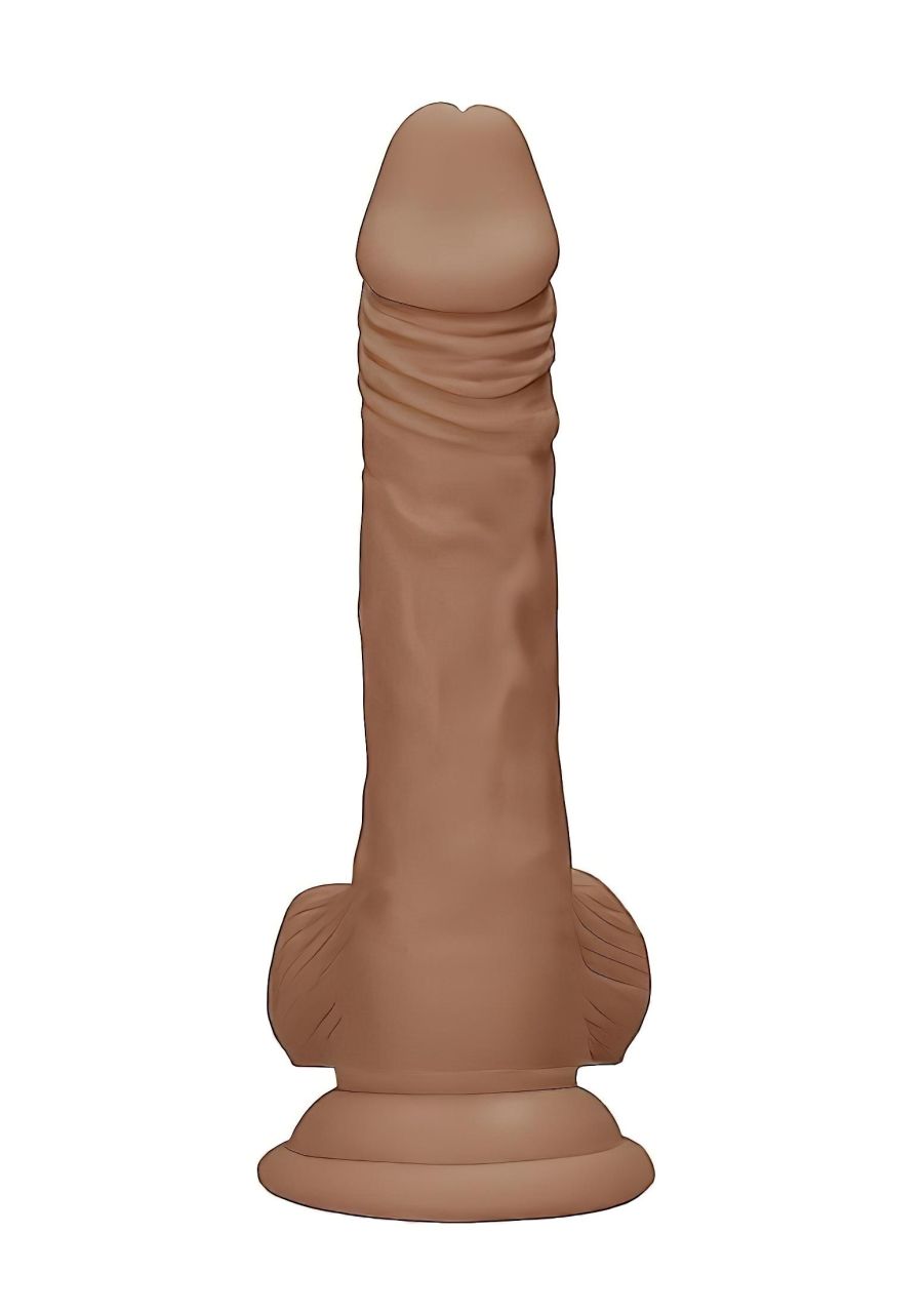 RealRock Dong 7 - élethű, herés dildó (17cm) - sötét natúr RealRock Dong 7 - élethű, herés dildó (17cm) - sötét natúr