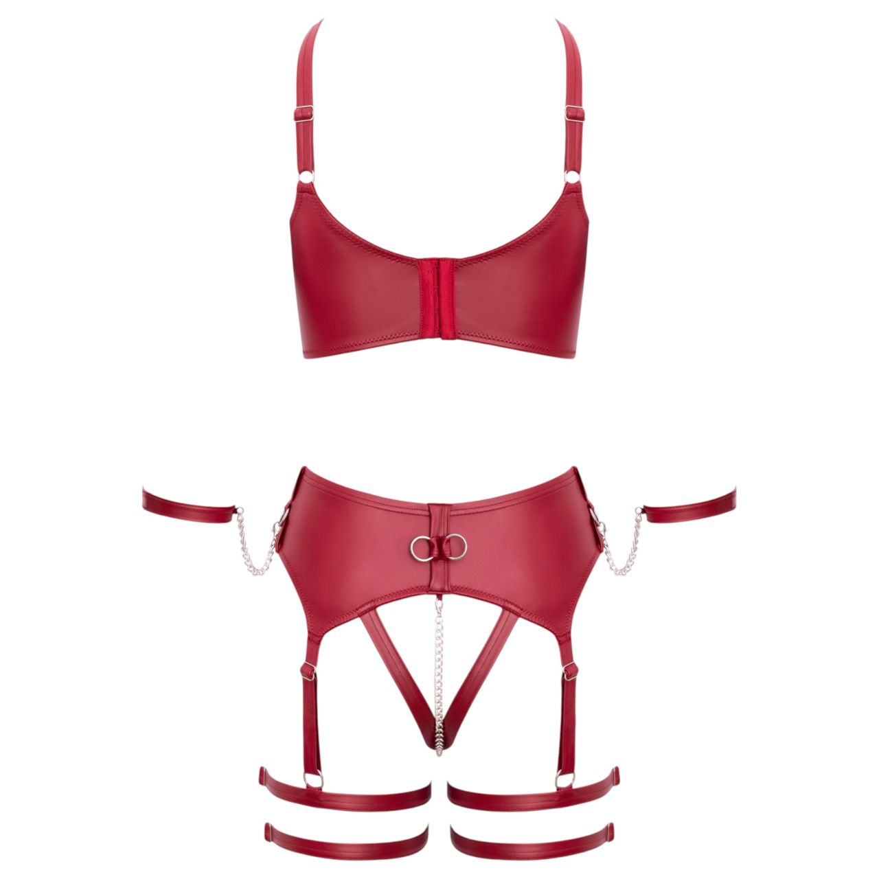 Cottelli Bondage - keresztpántos melltartó szett (piros)