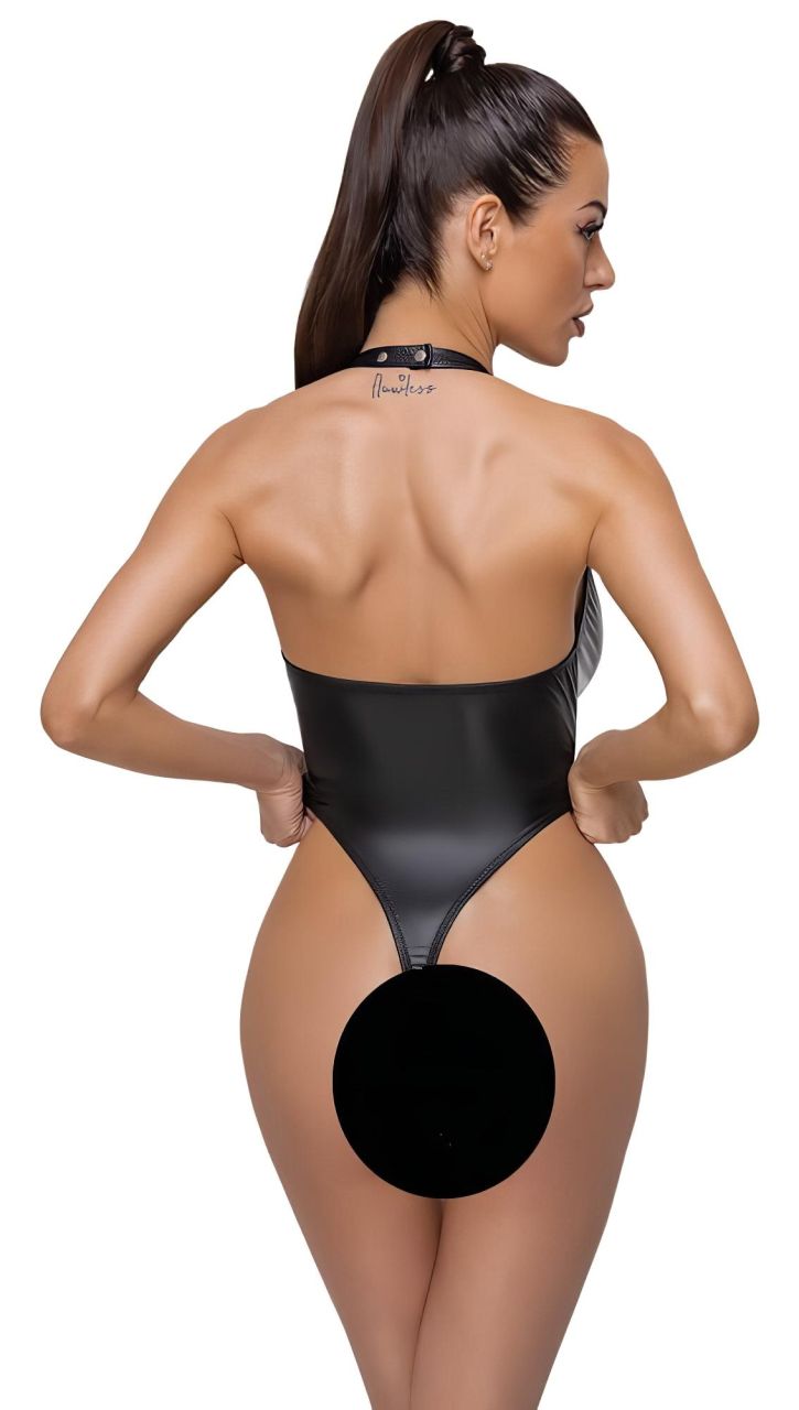 Cottelli Party - fényes, nyakpántos body (fekete)