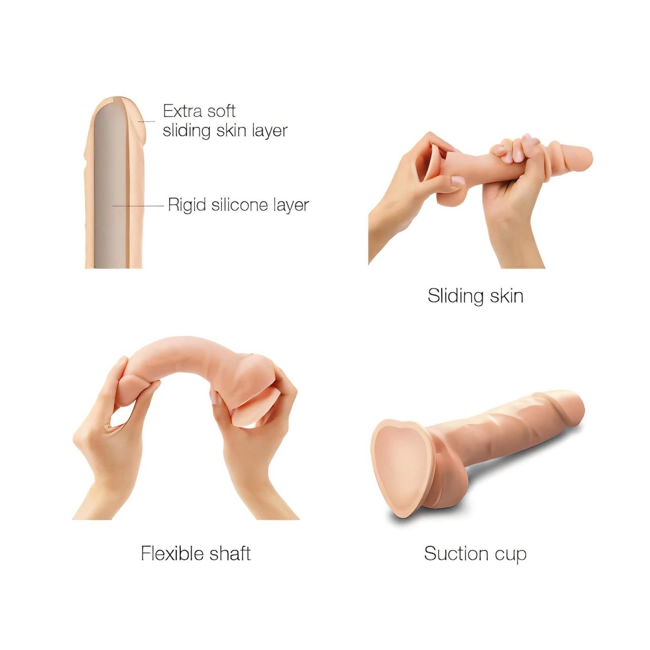 Strap-on-me M - kétrétegű, tapadókorongos dildó (testszínű)