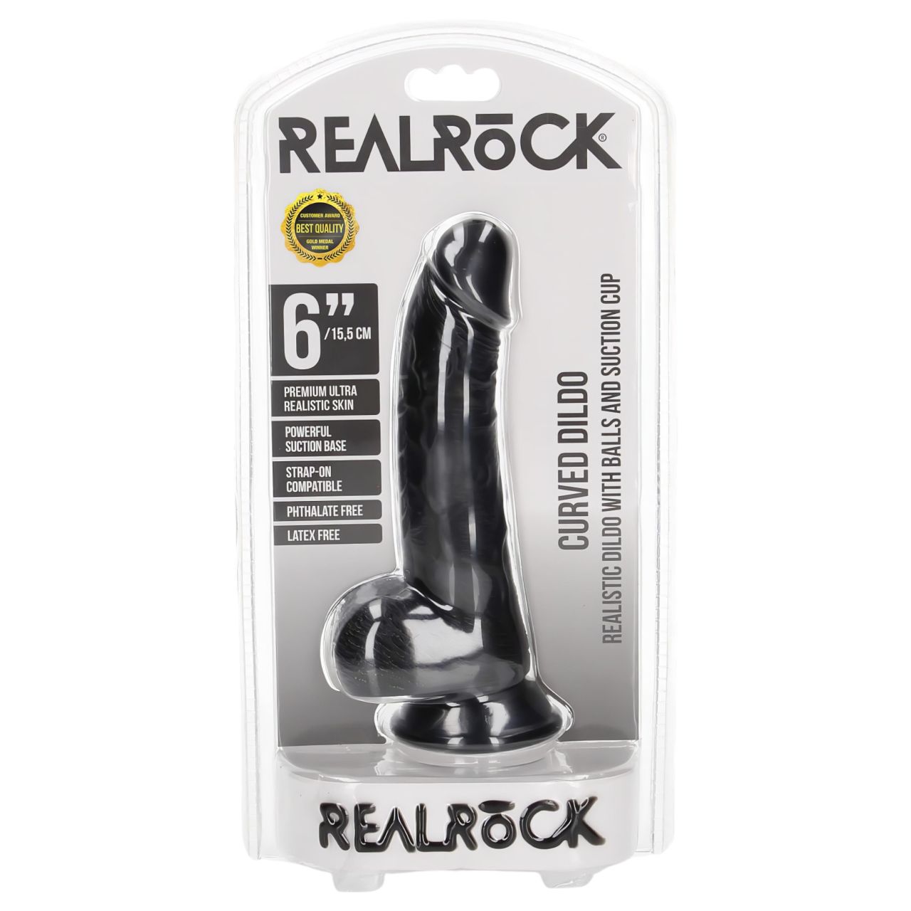 RealRock - tapadókorongos, realisztikus dildó - 15,5cm (fekete) RealRock - tapadókorongos, realisztikus dildó - 15,5cm (fekete)
