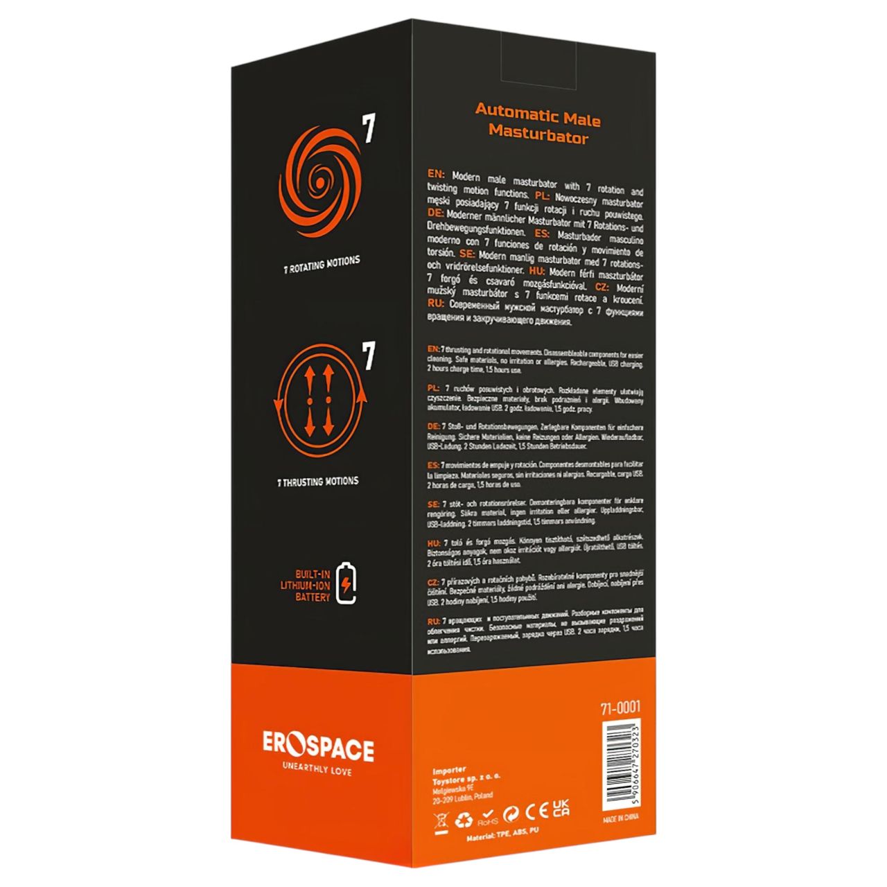 Men's Play - lökő forgó maszturbátor (fekete) Men's Play - lökő forgó maszturbátor (fekete)