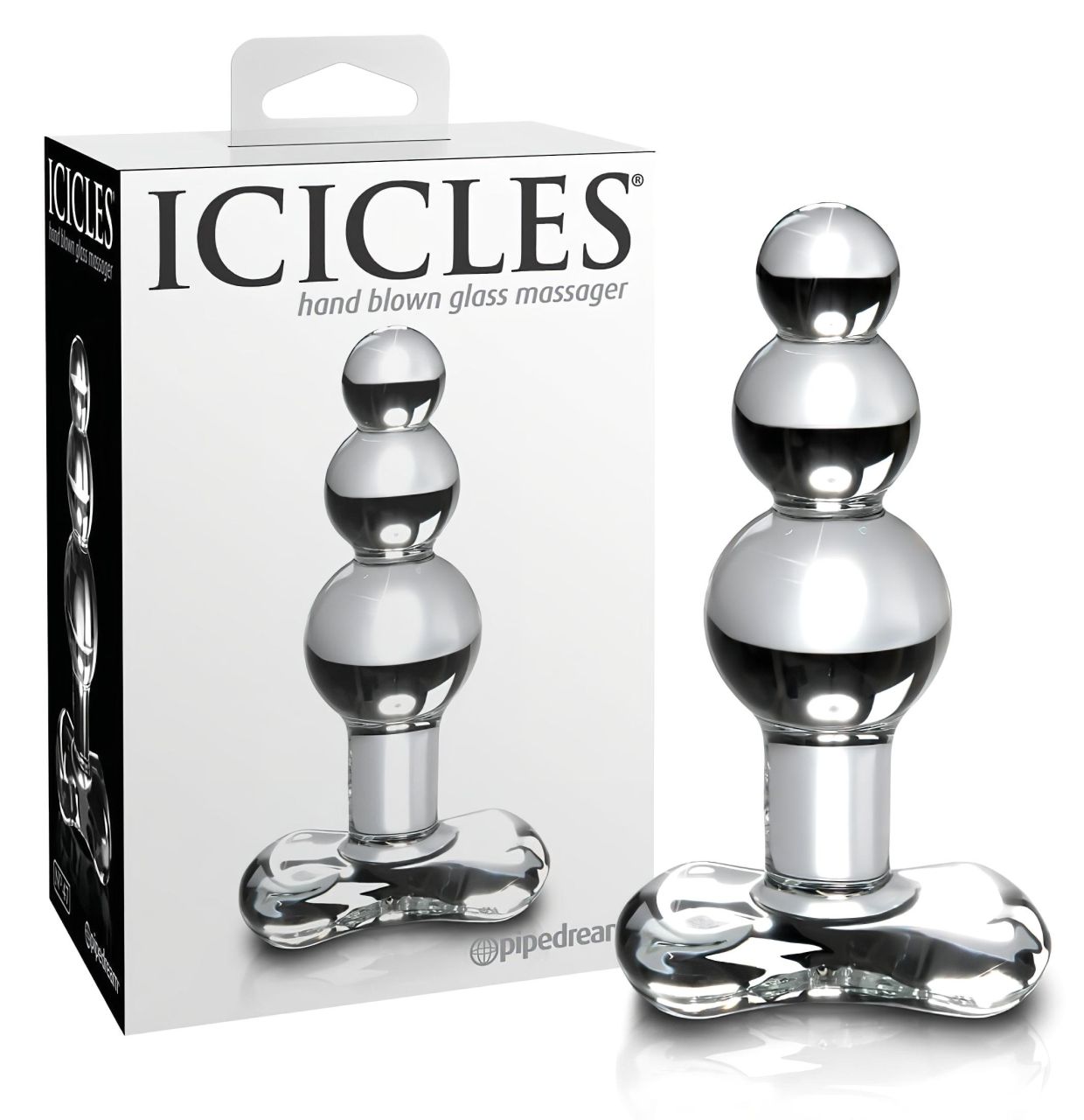 Icicles No. 47 - tripla gyöngyös, üveg anál plug (átlátszó)