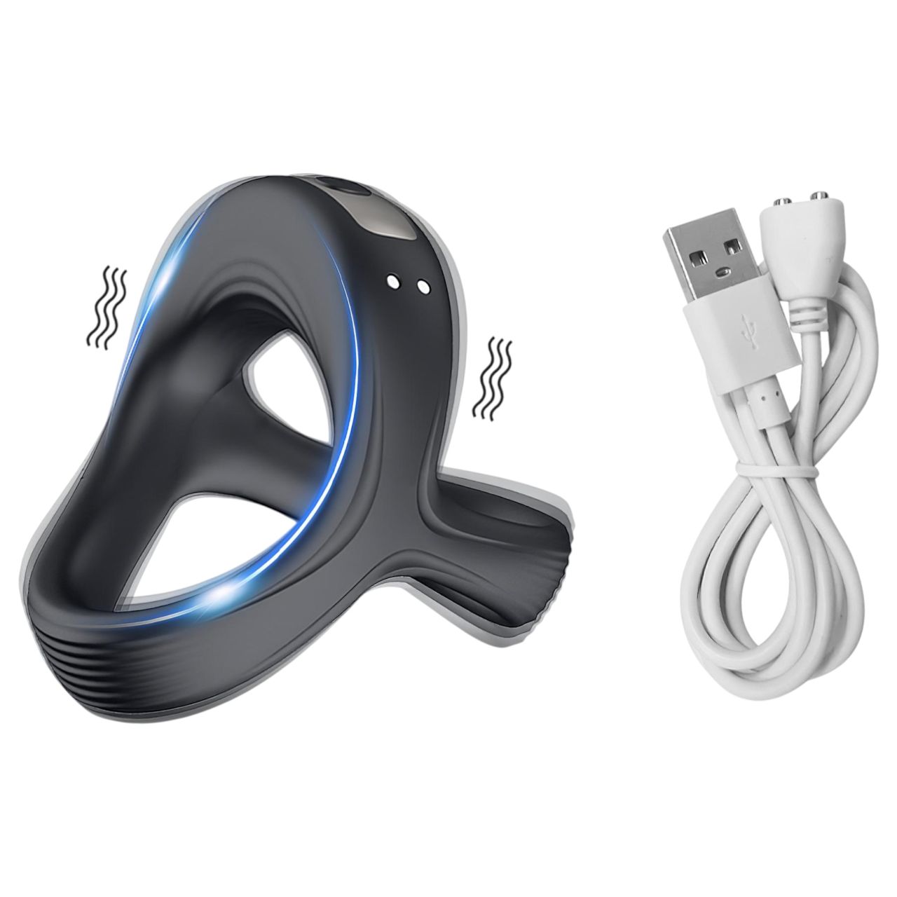 AlvUp - vibrációs pénisz- és heregyűrű (fekete)