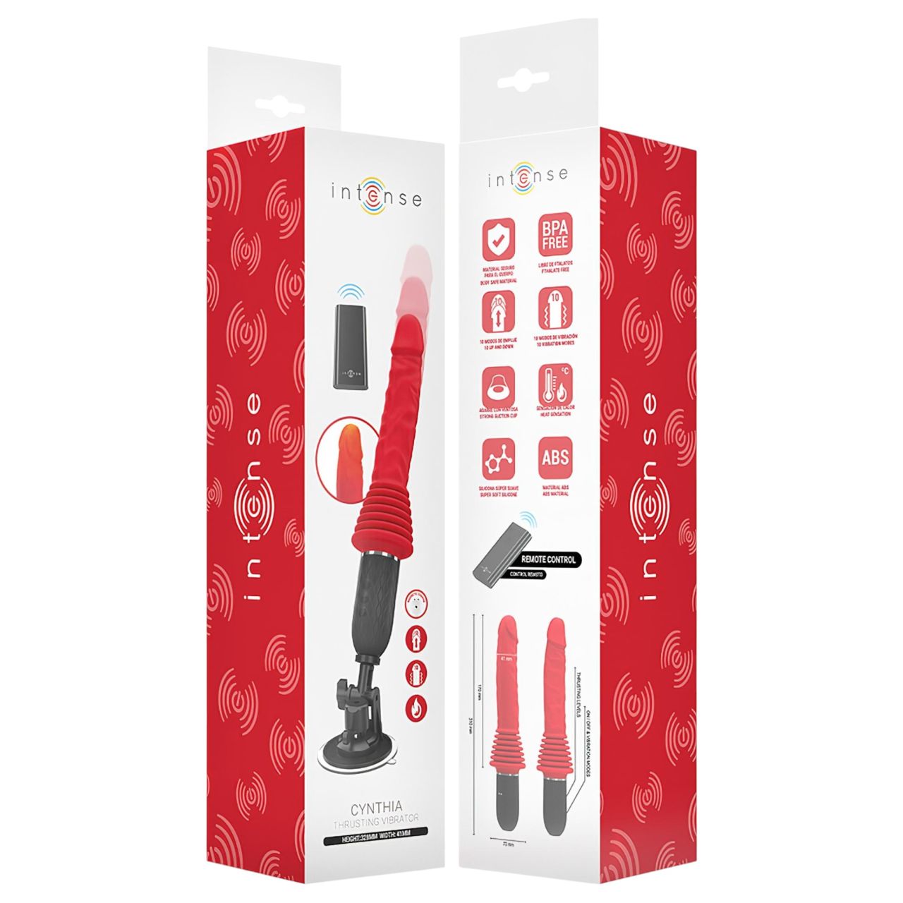 Intense Cynthia - tapadó talpas lökő vibrátor (piros)