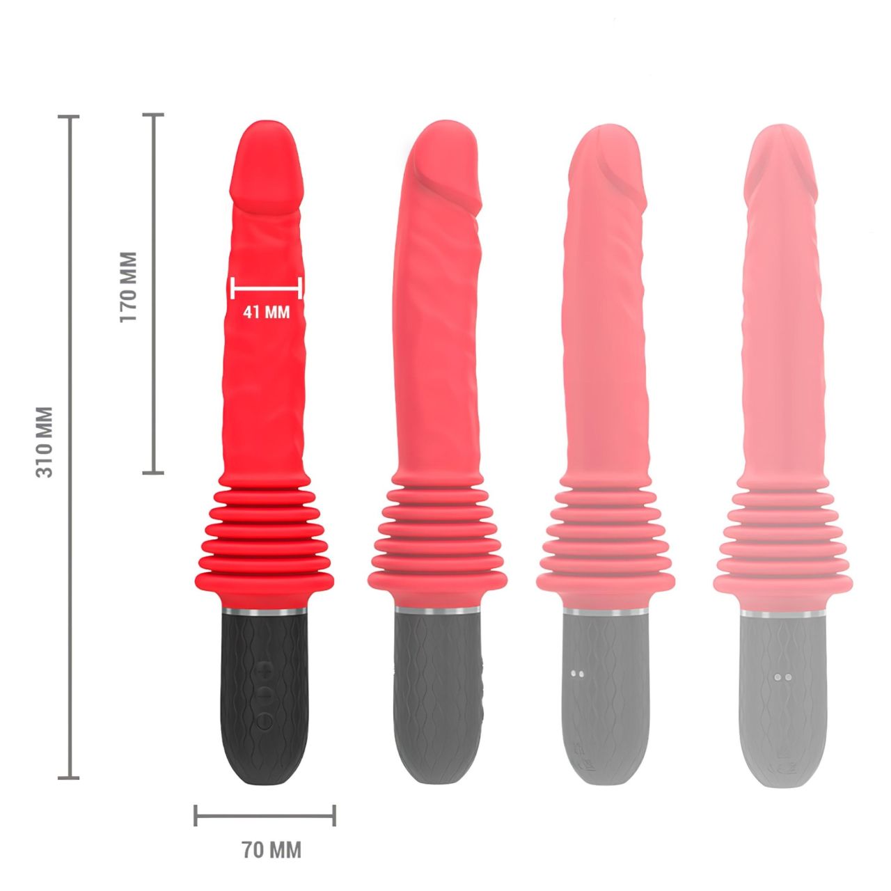 Intense Cynthia - tapadó talpas lökő vibrátor (piros)