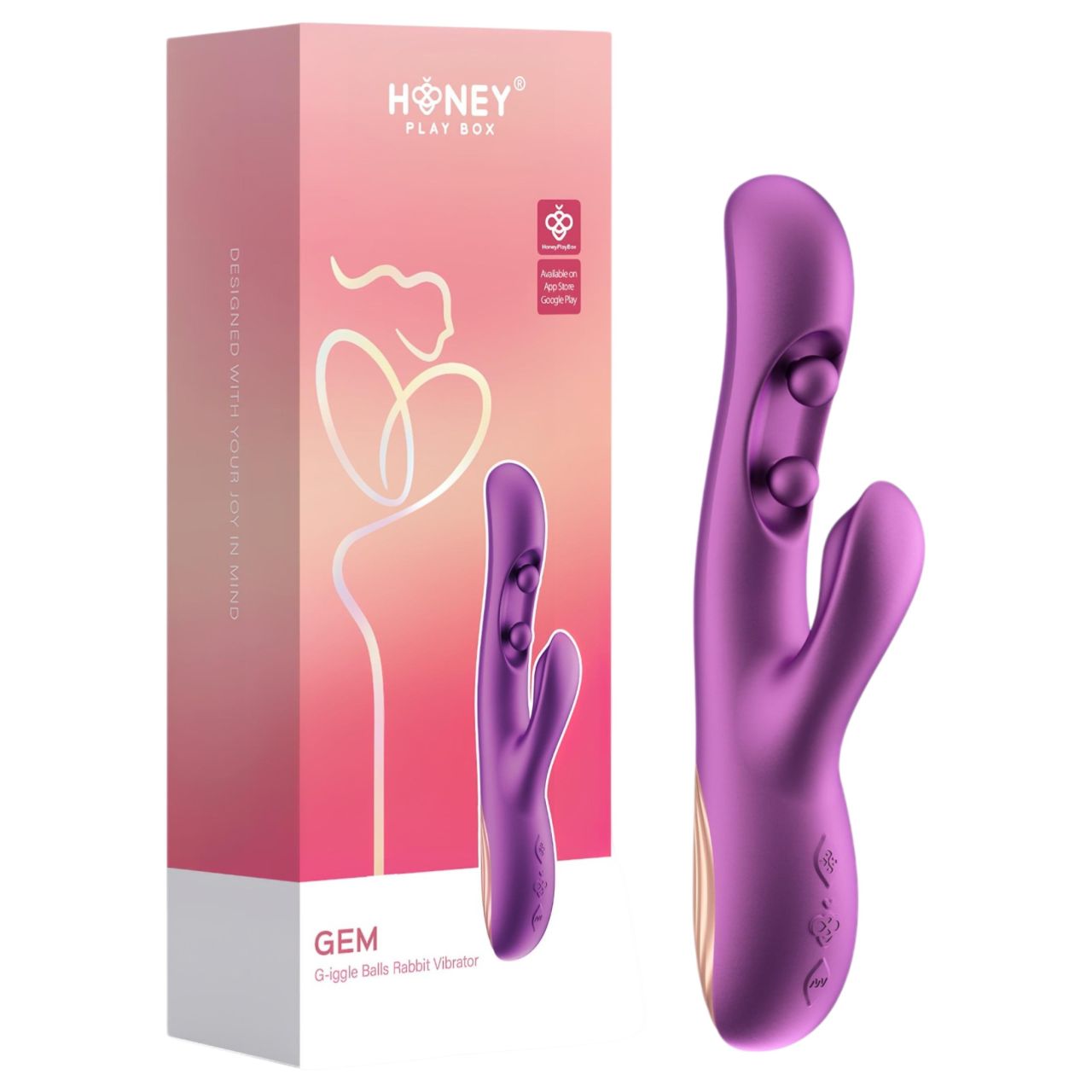 Honey Play Box Gem - App-vezérelt gyöngyös G-pont és csiklóizgató vibrátor (lila)