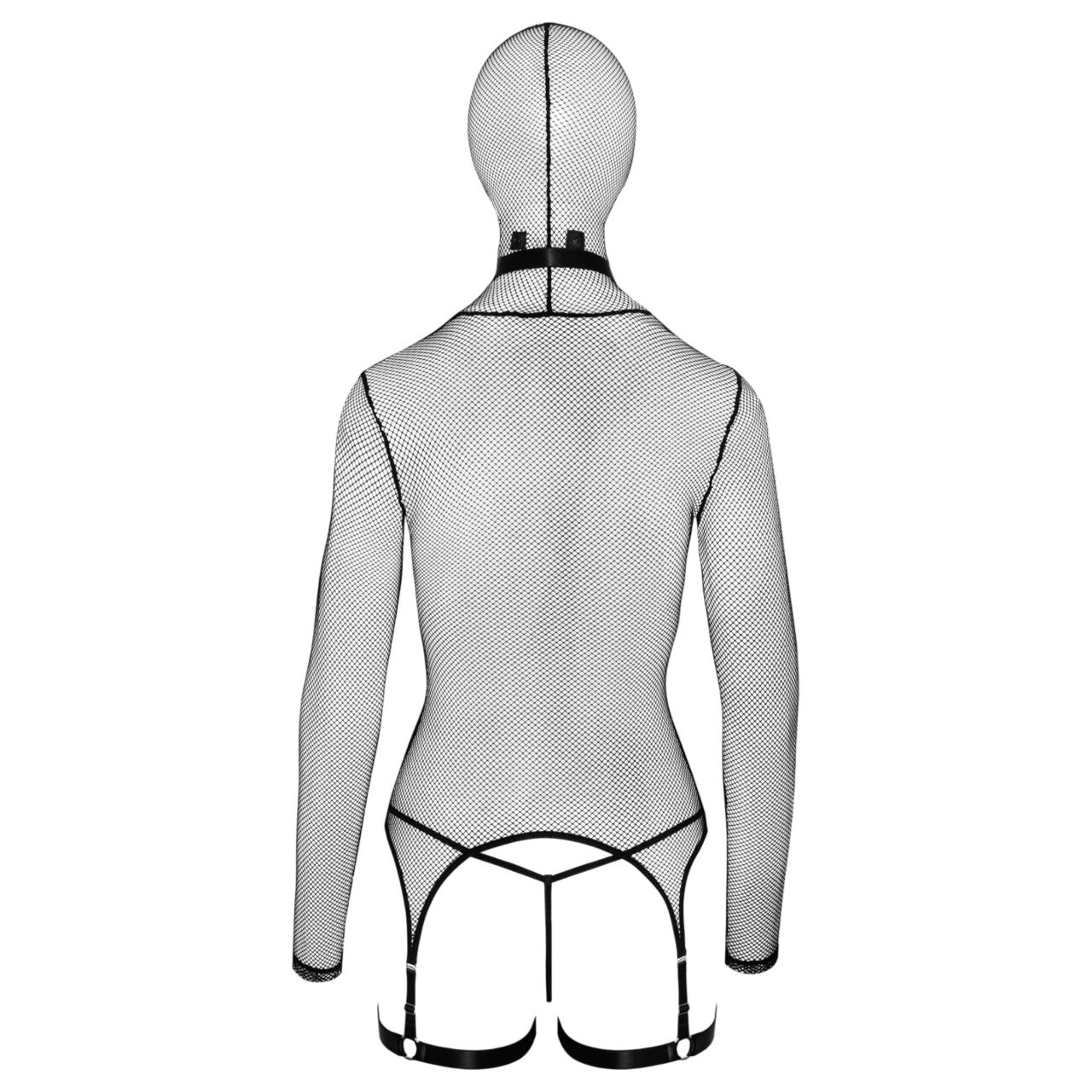 Bad Kitty - BDSM áttetsző necc szett korbáccsal (fekete)