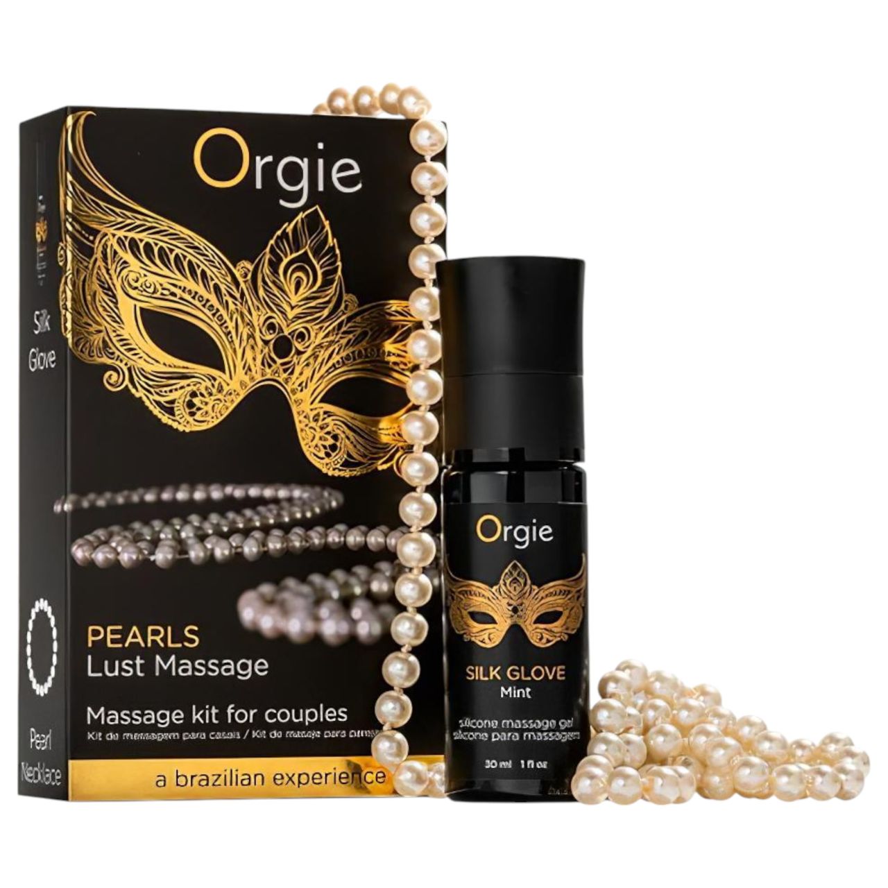 Orgie Pearls Lust - gyöngy nyaklánc és masszázsgél (30ml)