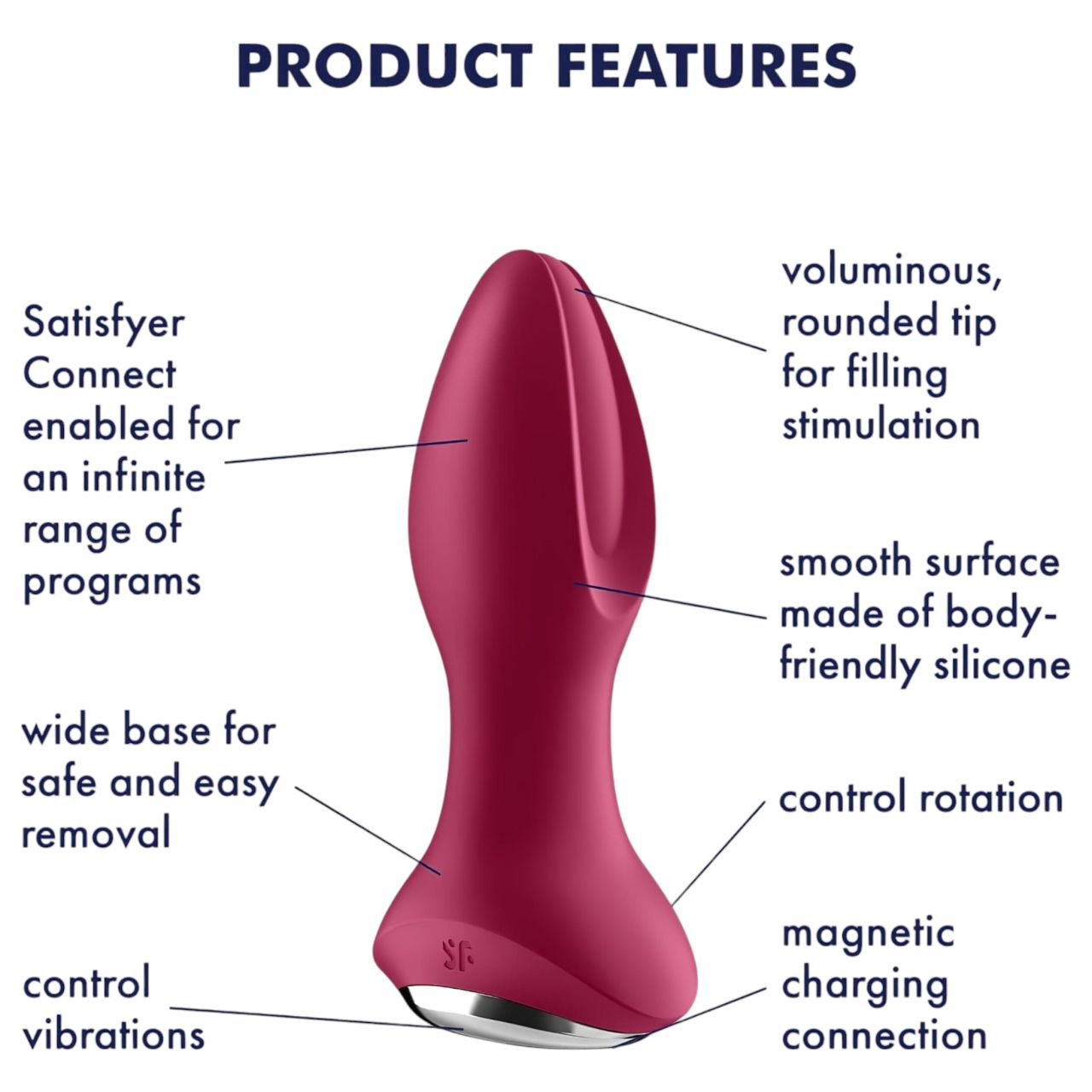 Satisfyer Rotator Plug 2 - akkus, gyöngyös anál vibrátor (piros)