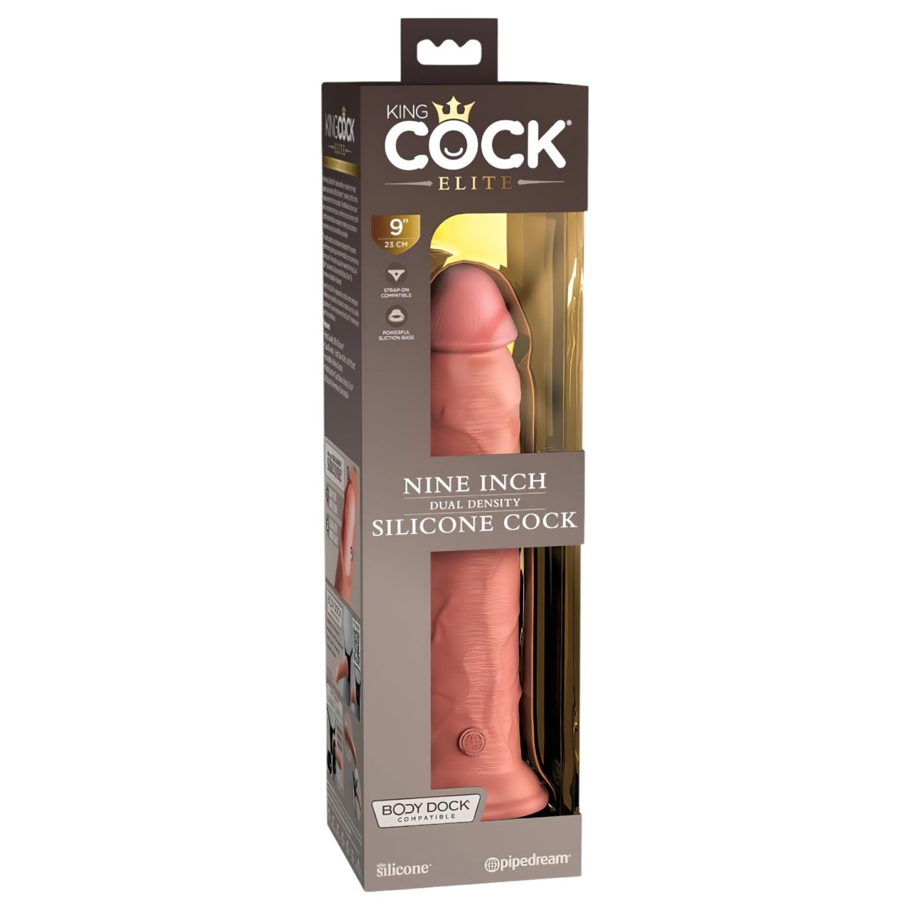 King Cock Elite 9 - tapadókorongos, élethű dildó (23cm) - natúr