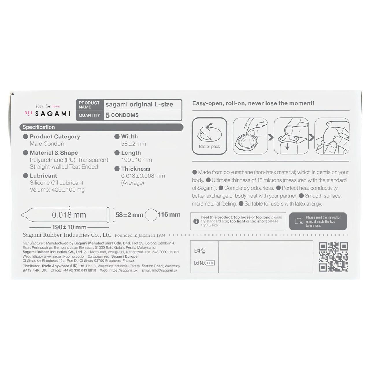 Sagami Original 0,01 L - óvszer - 58mm (5db)