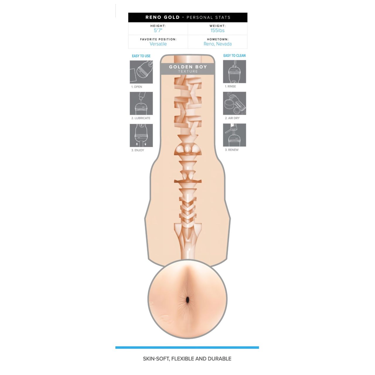 Fleshjack Reno Gold - élethű popsi maszturbátor (natúr)