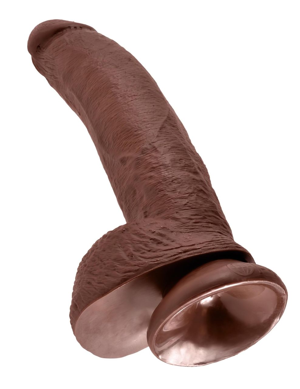 King Cock 9 - nagy tapadókorongos, herés dildó (23cm) - barna