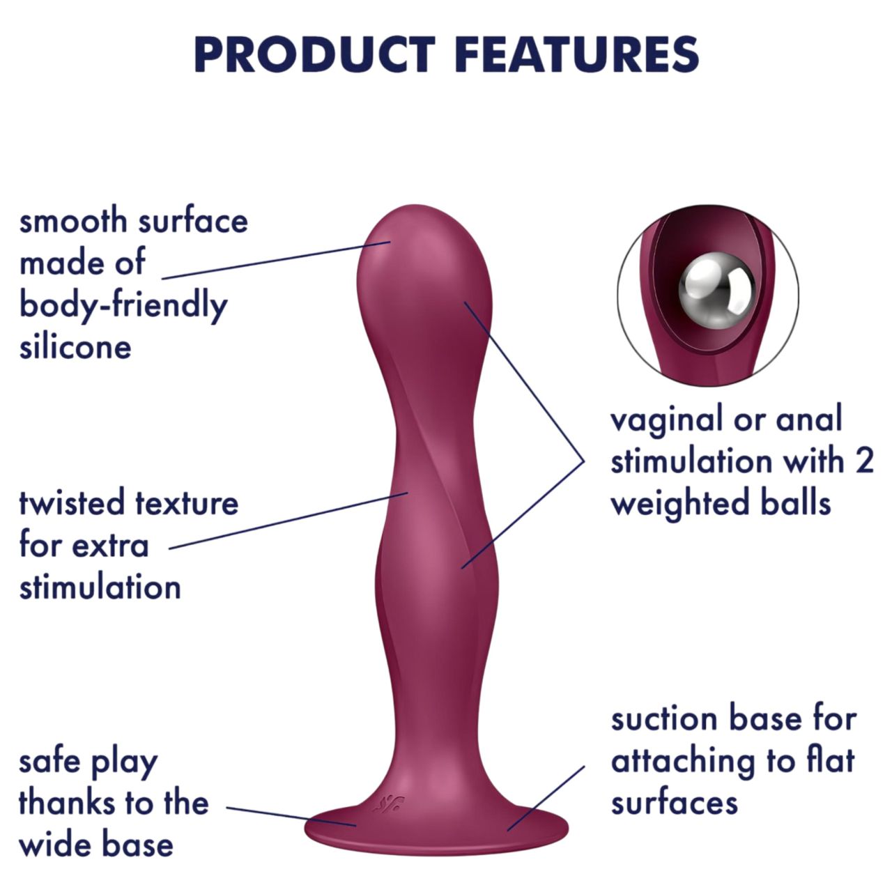 Satisfyer Double Ball-R - tapadókorongos súlyozott dildó (piros) Satisfyer Double Ball-R - tapadókorongos súlyozott dildó (piros)