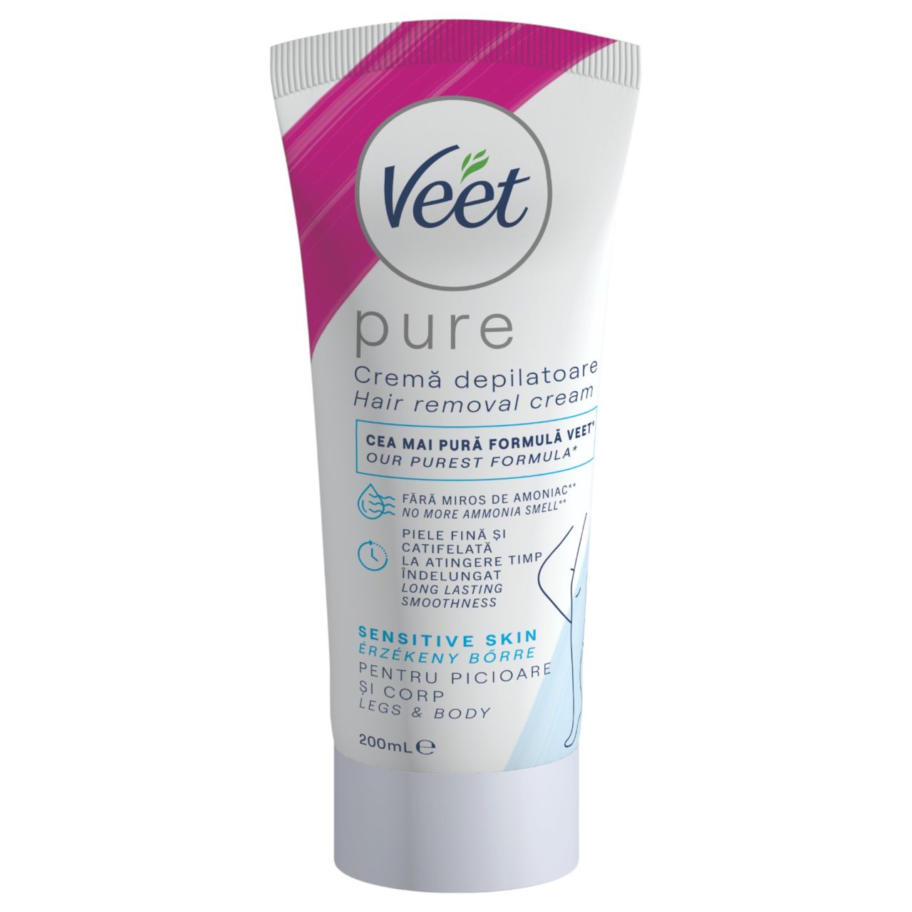 Veet Pure - szőrtelenítő krém lábra és testre - érzékeny bőrre (200ml)