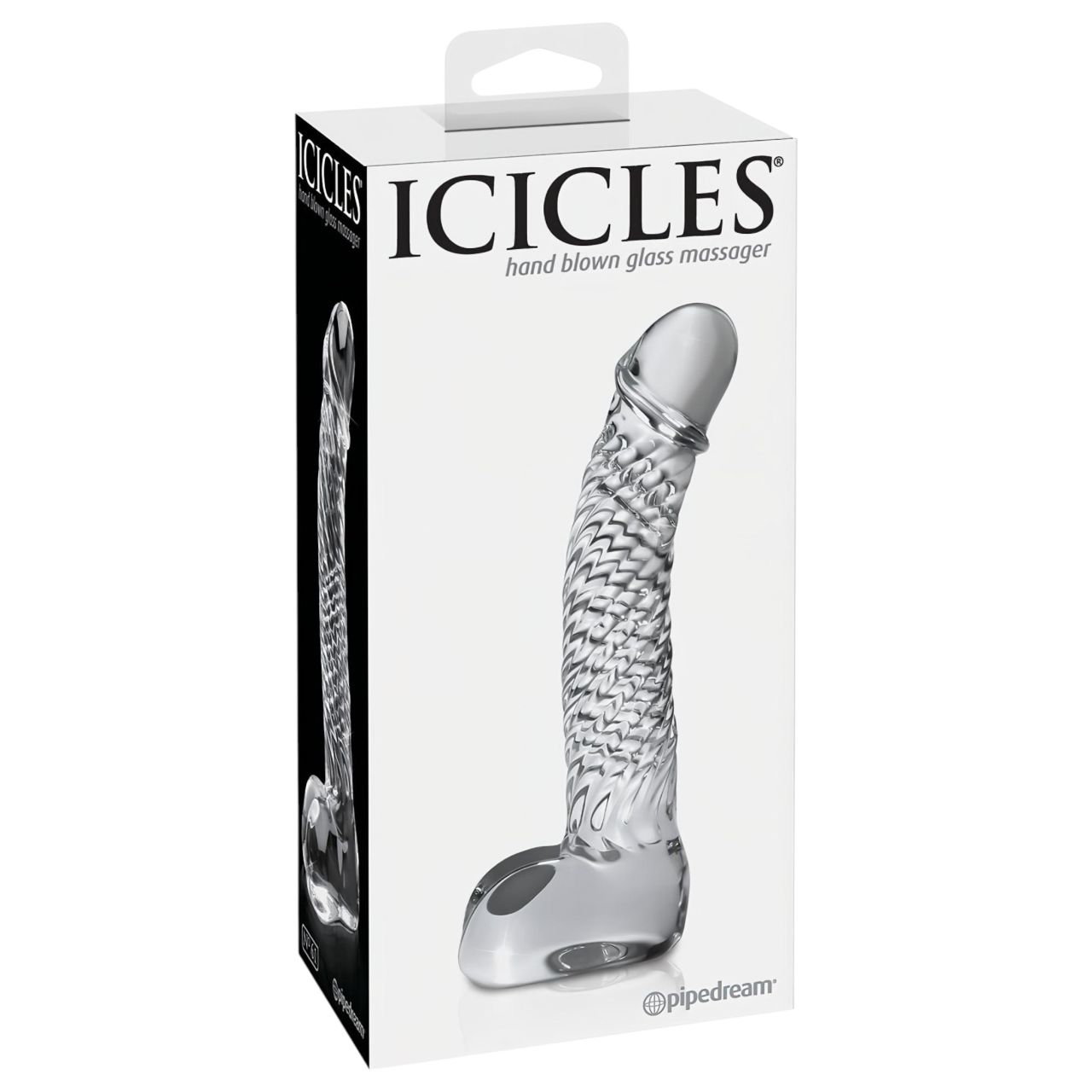 Icicles No. 61 - herés, péniszes üveg dildó (átlátszó)