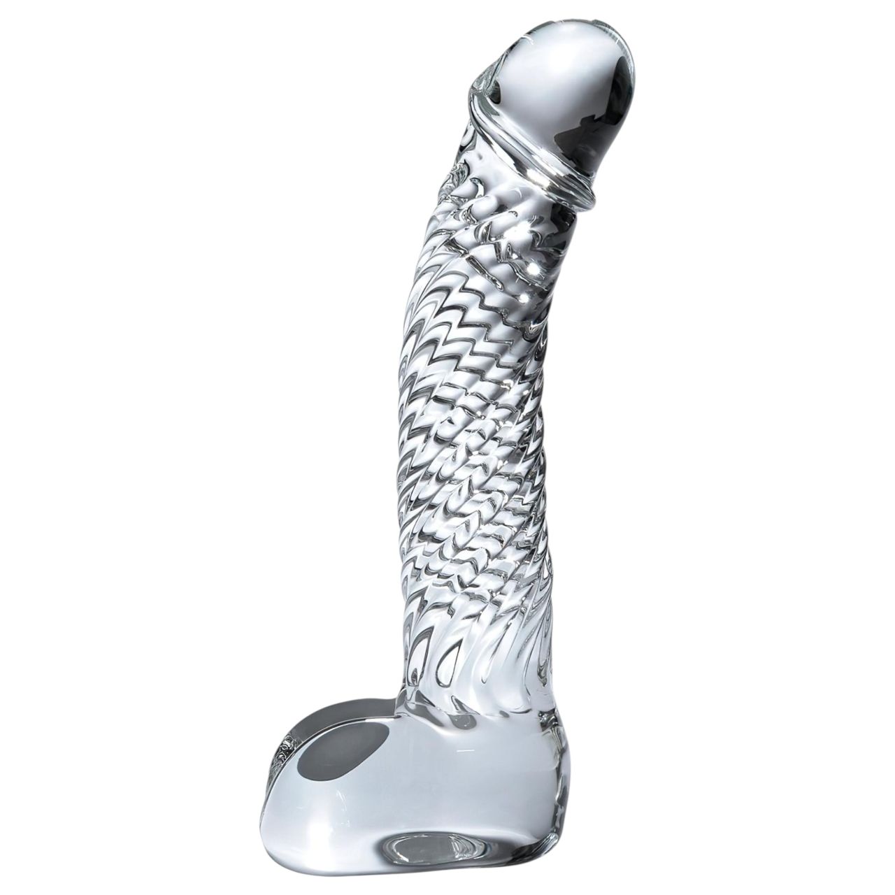 Icicles No. 61 - herés, péniszes üveg dildó (átlátszó)