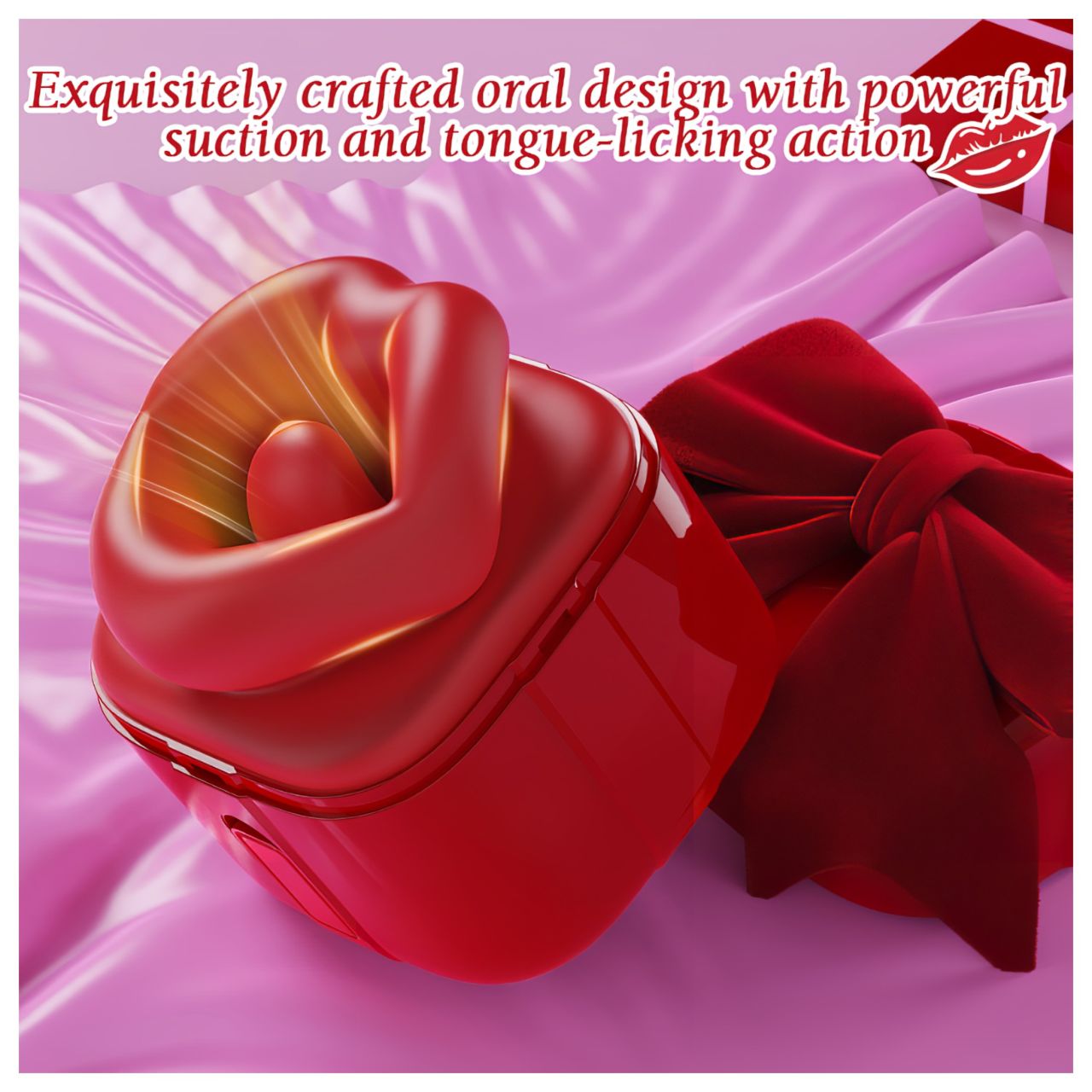SEX HD Lovely Kiss - nyaló-szívó vibrátor (piros)
