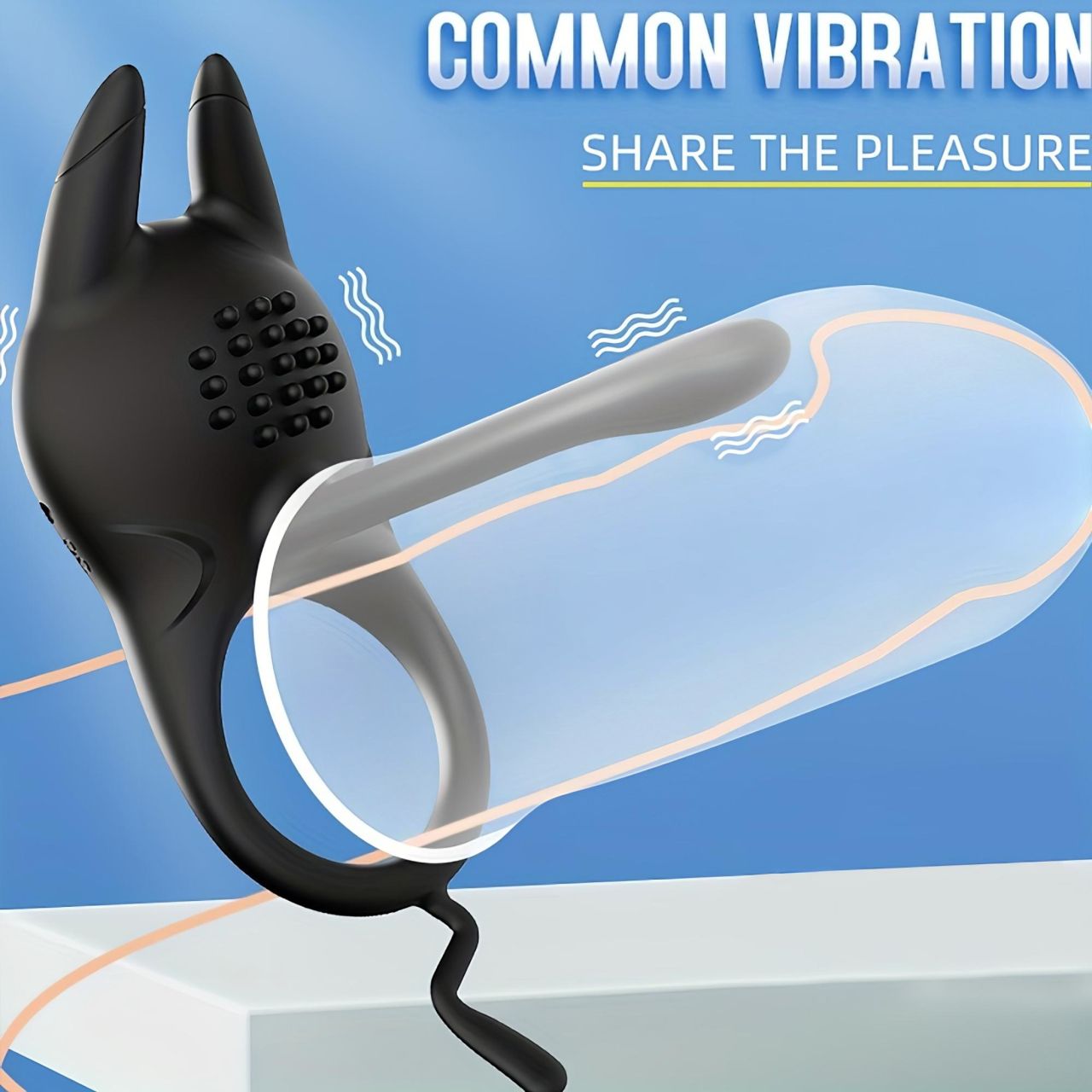 AlvUp - vibrációs péniszgyűrű csiklóizgatóval (fekete)