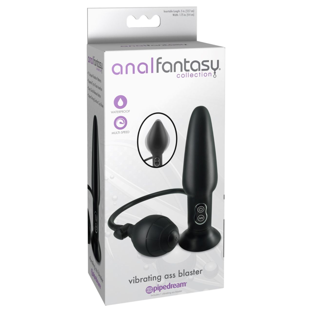 Anal Fantasy - pumpálható vibrációs anál plug (fekete)