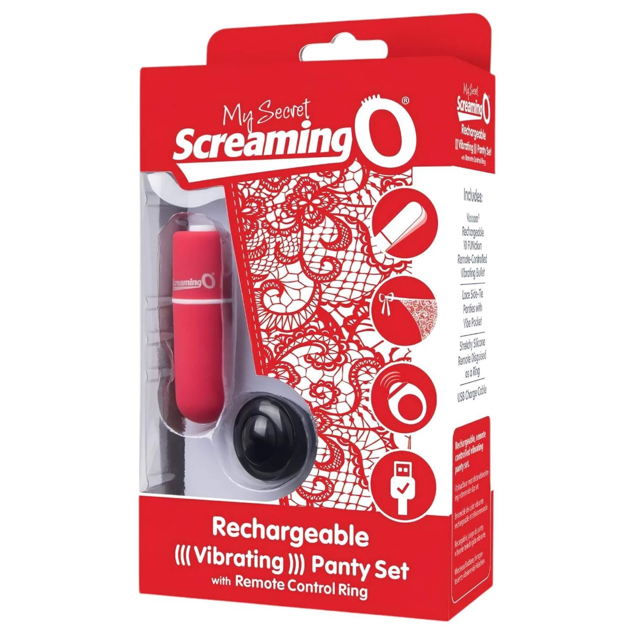 / Screaming O Panty Set - vibrációs tanga (piros, S-L) / Screaming O Panty Set - vibrációs tanga (piros, S-L)