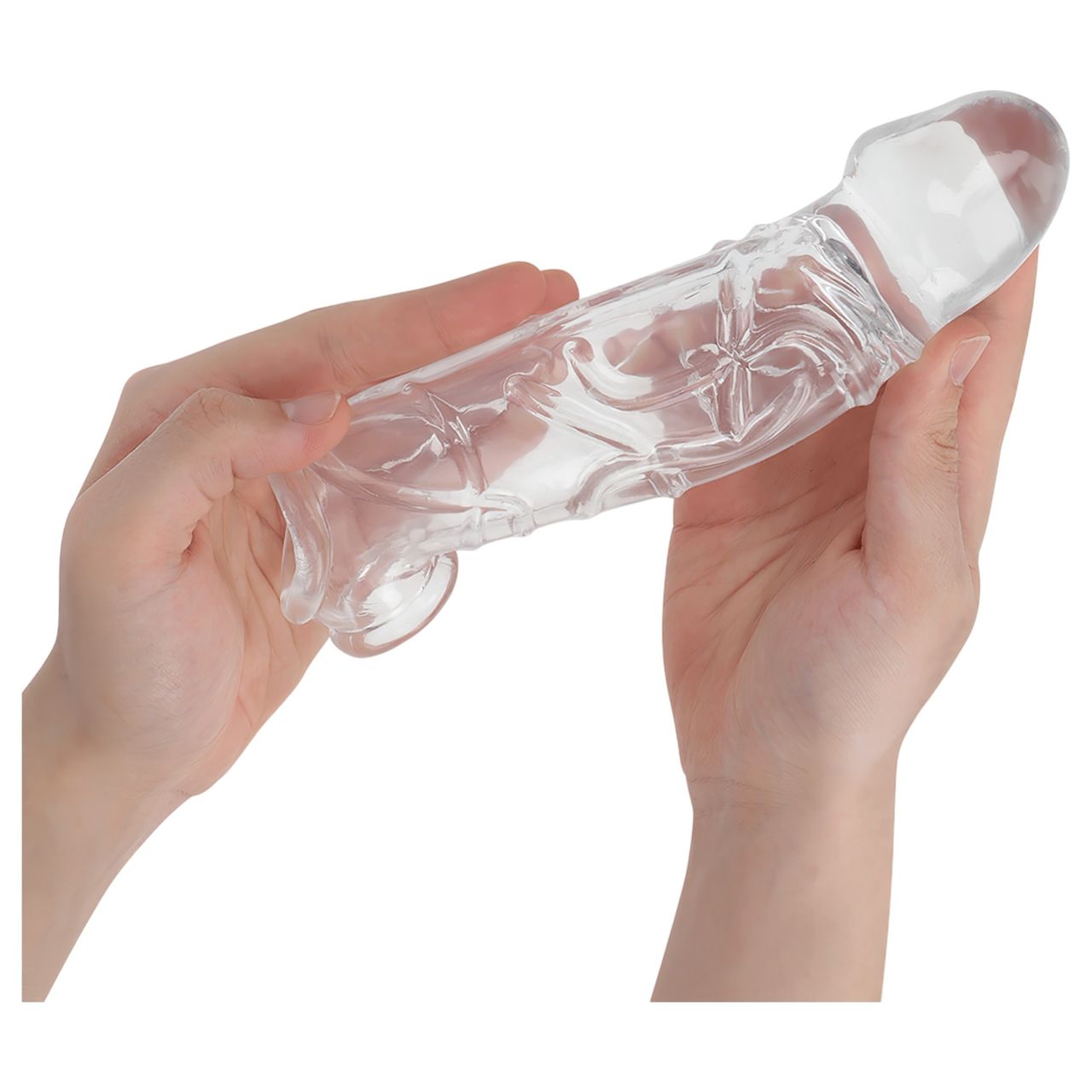 Addicted Toys - péniszköpeny heregyűrűvel - 27 cm (áttetsző)