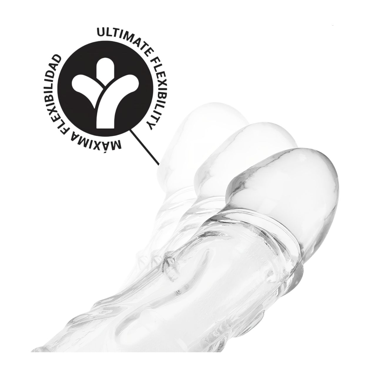 Addicted Toys - péniszköpeny heregyűrűvel - 27 cm (áttetsző)