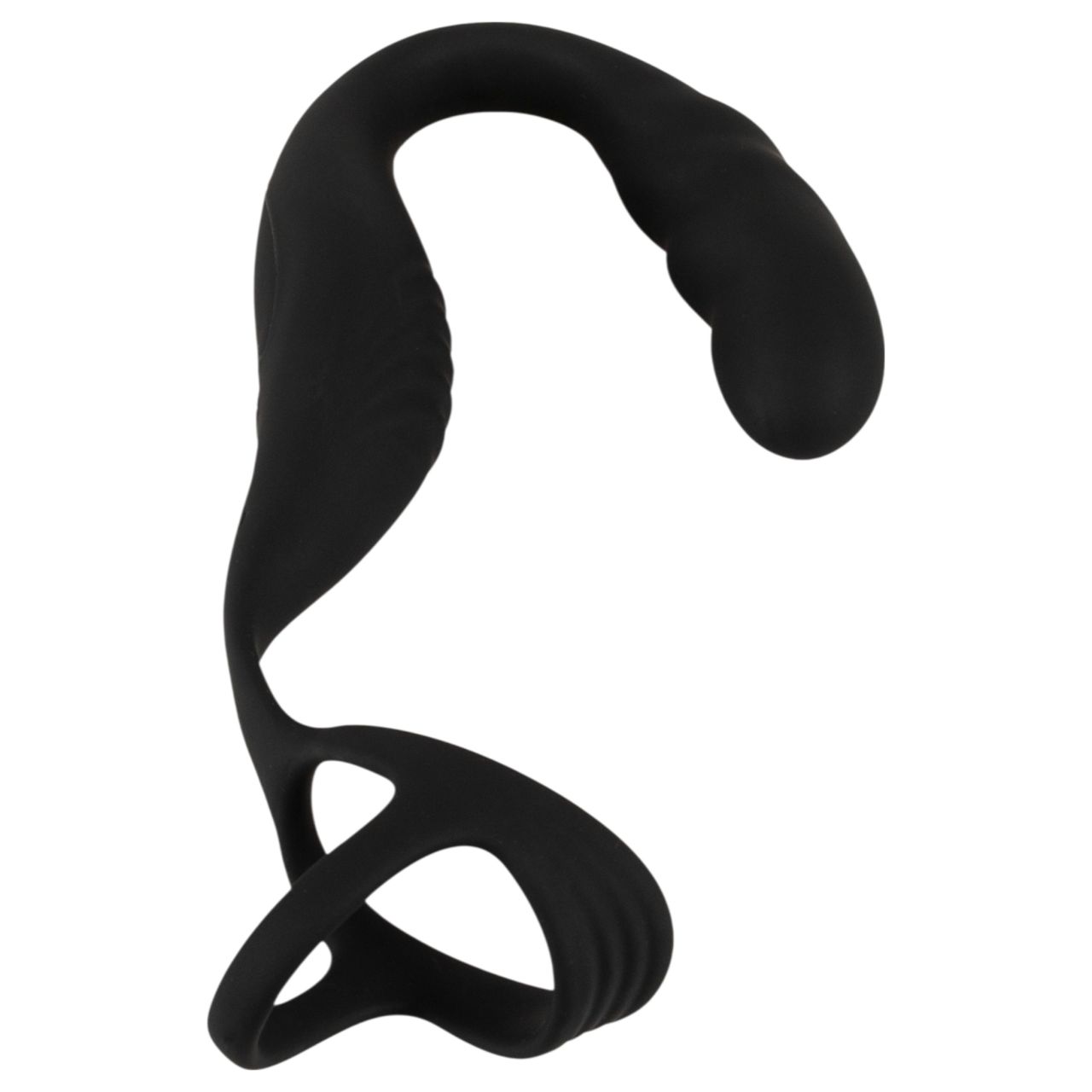 Rebel - prosztata vibrátor pénisz-és heregyűrűvel (fekete)