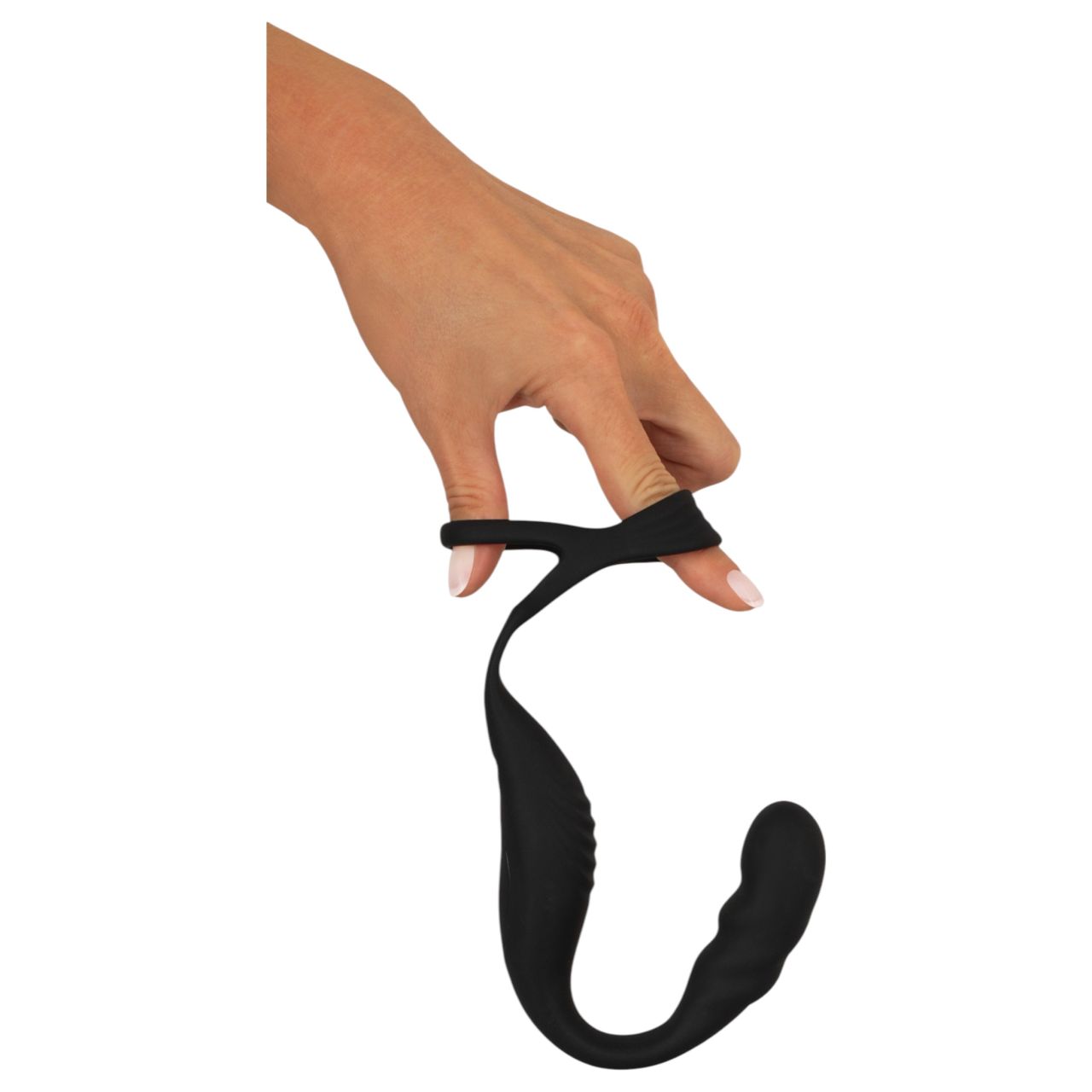 Rebel - prosztata vibrátor pénisz-és heregyűrűvel (fekete)