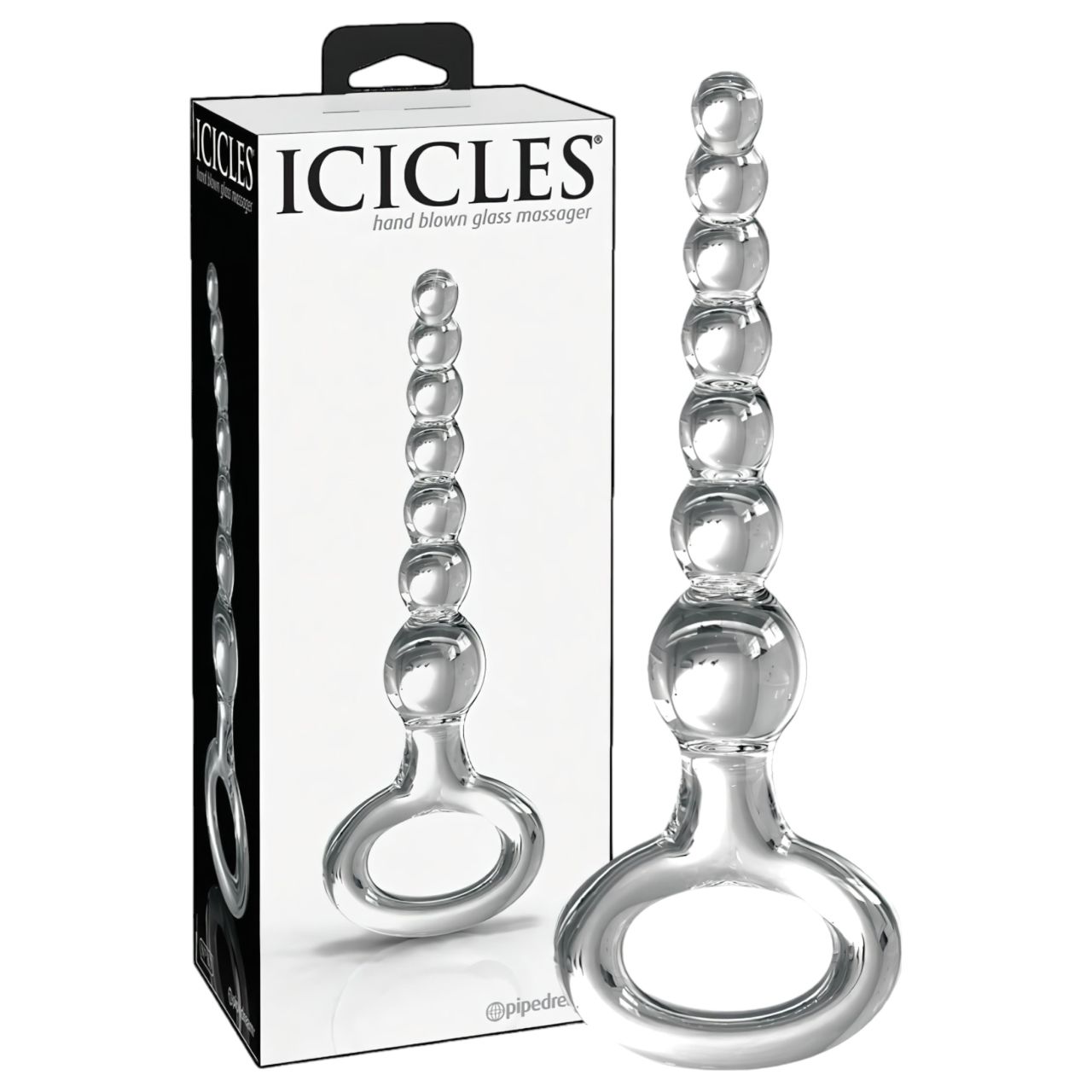 Icicles No. 67 - gömbös üveg dildó (átlátszó)