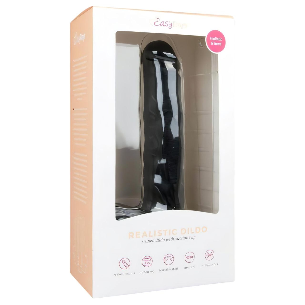 Easytoys - tapadókorongos, herés nagy dildó (29,5cm) - fekete