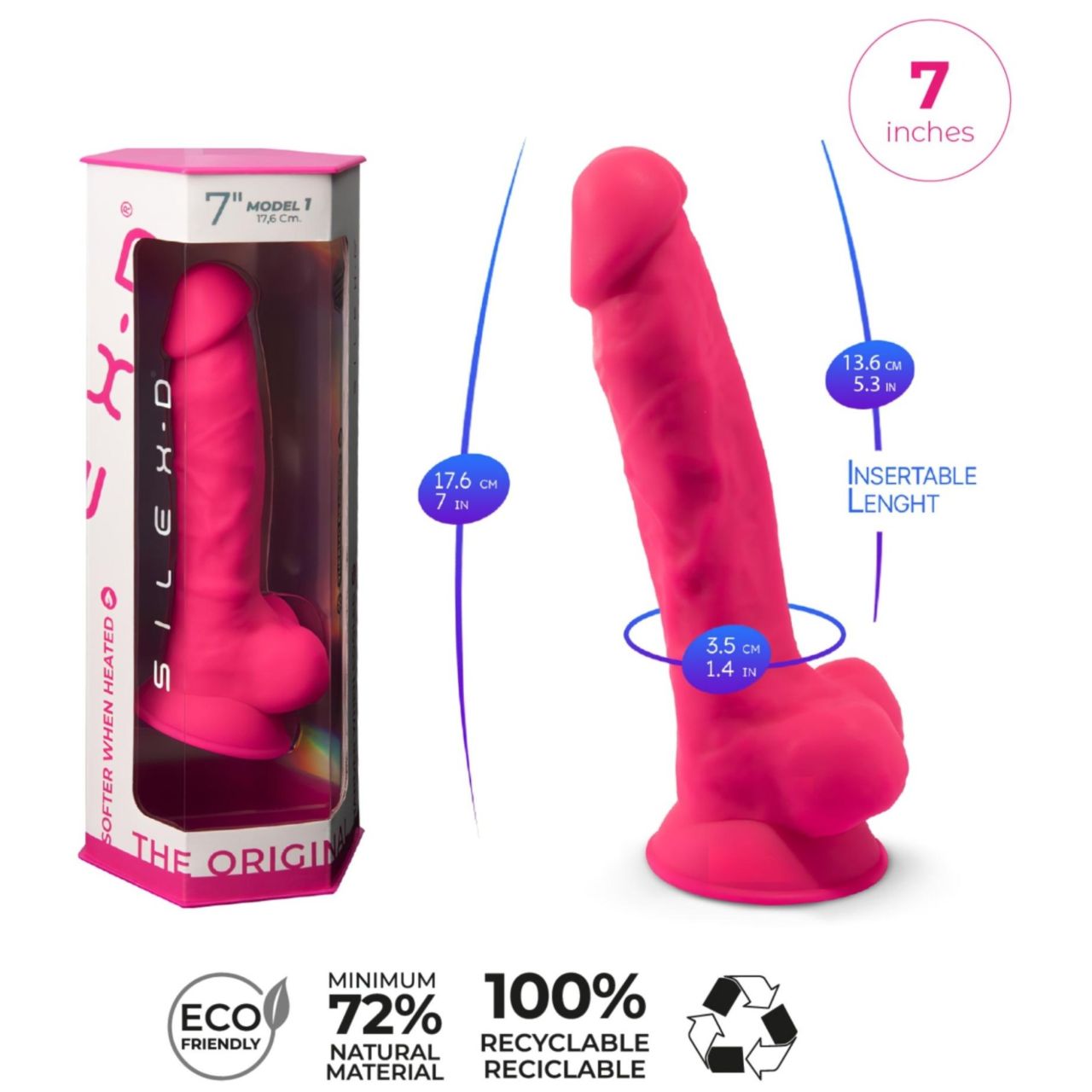 Silexd 7 - tapadókorongos, herés dildó - 17,5 cm (pink) Silexd 7 - tapadókorongos, herés dildó - 17,5 cm (pink)
