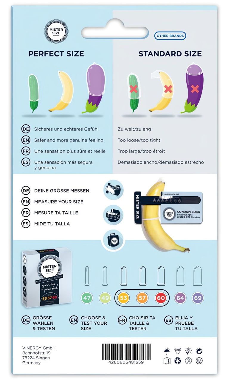 Mister Size óvszer Tesztcsomag Péniszmérővel - 3db